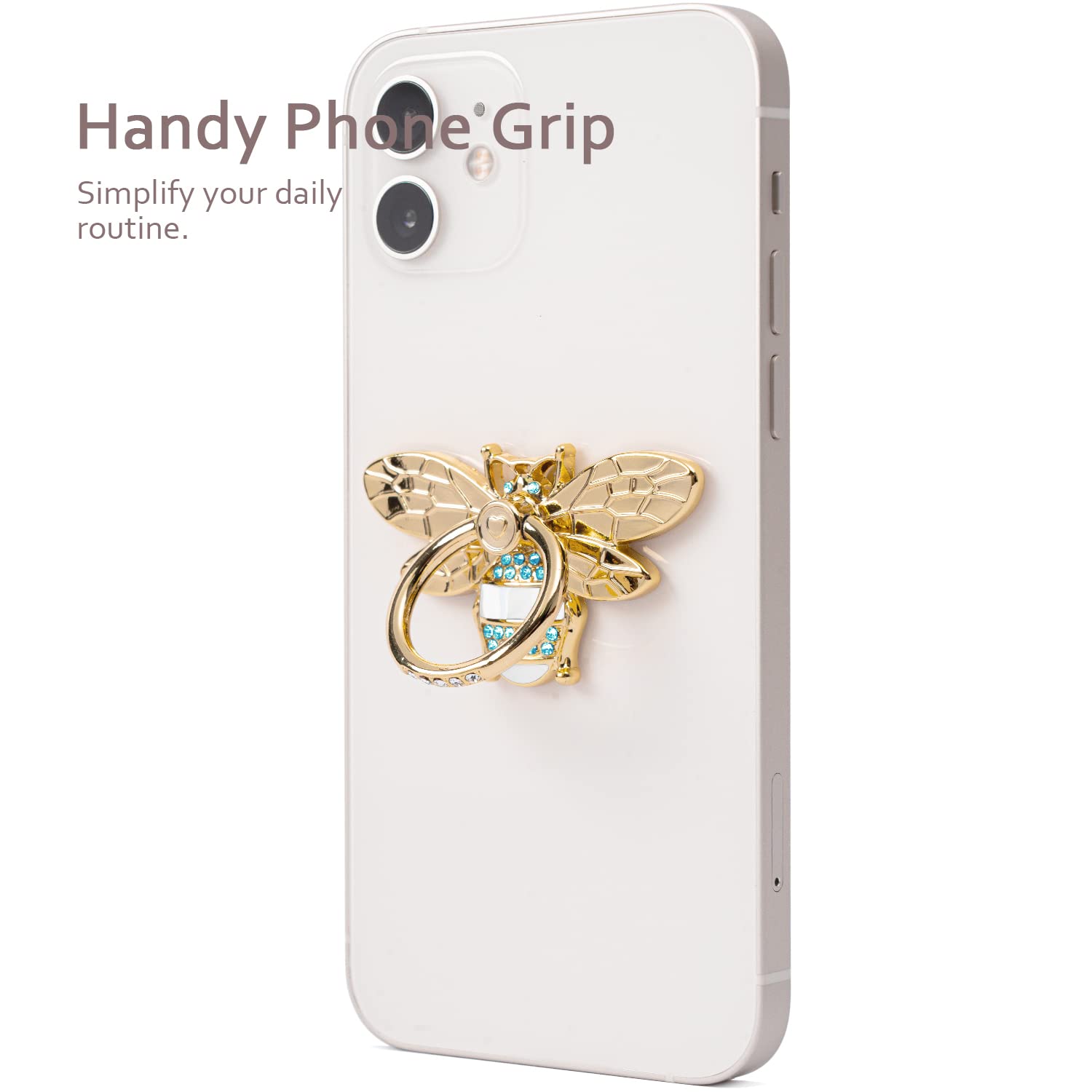 Allengel Bee Phone Ring Holder Finger Kickstand With Crystal, Cute Phone Ring Grip Holder For Iphone Or Smartphone Cases, Gold W