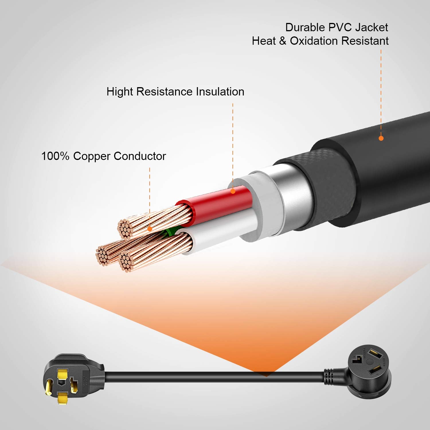 Dryer Adapter 4 Prong To 3 Prong Dryer Plug Outlet Adapter Power Cord Nema 14 30P To 10 30R, Stw 10Awg, 30Amp, 250V, 1.5Ftl8
