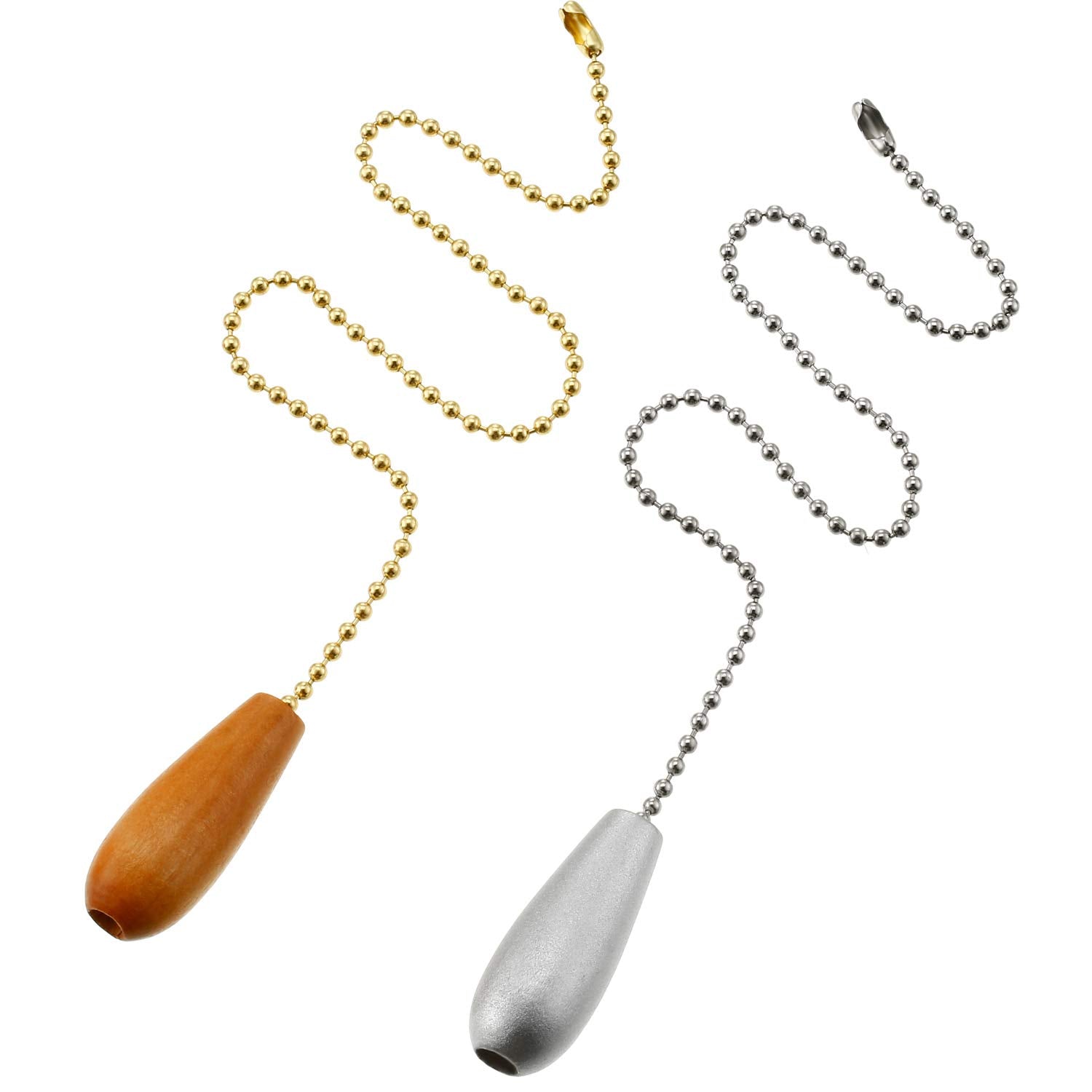 8 Pieces Ceiling Fan Pull Chains Extender Wooden Pendant Pull Chain Extension For Ceiling Light Lamp Fan (Walnut Color, White, S