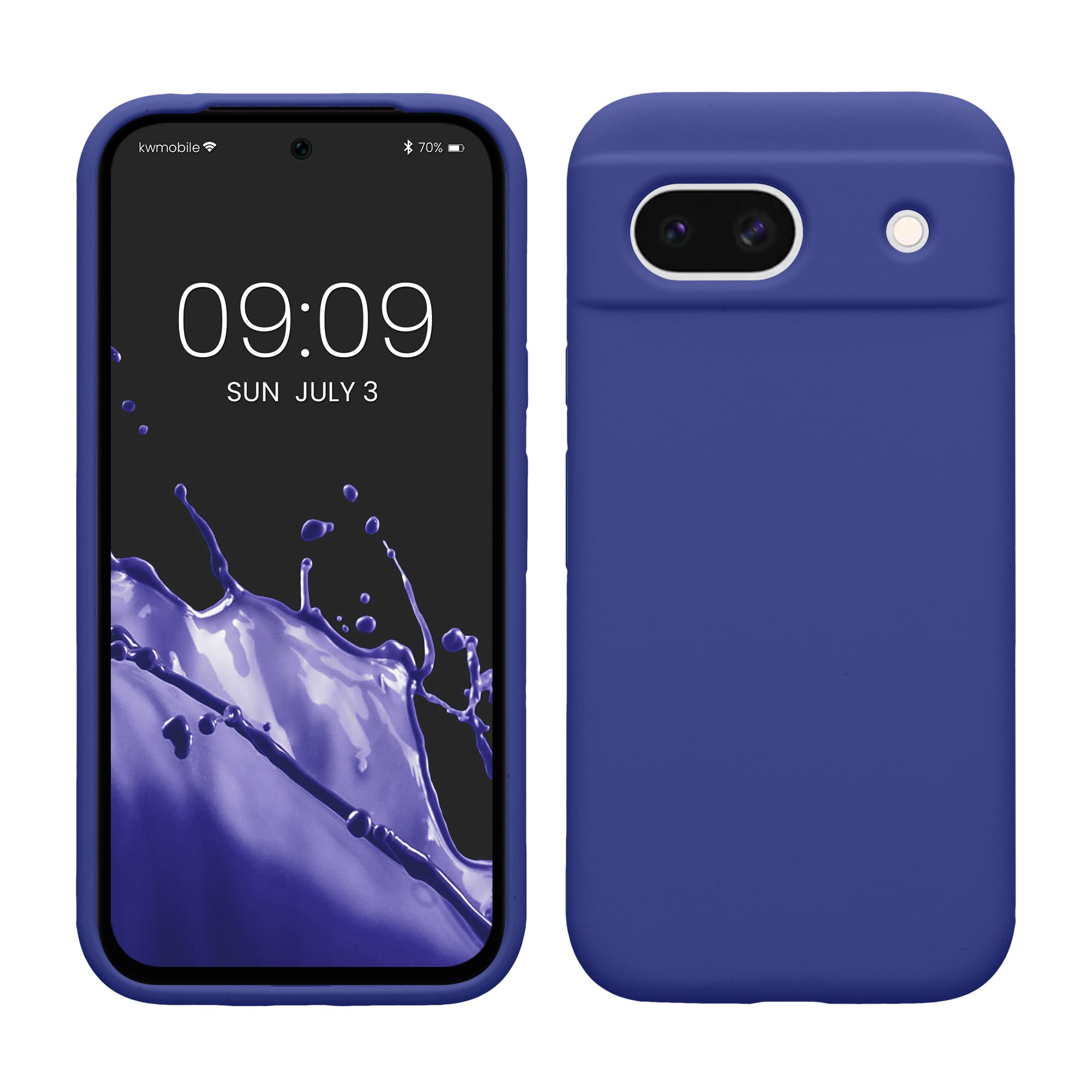 kwmobile Case Compatible with Google Pixel 8a Case - TPU Silicone Phone Cover with Soft Finish - Blue Violet