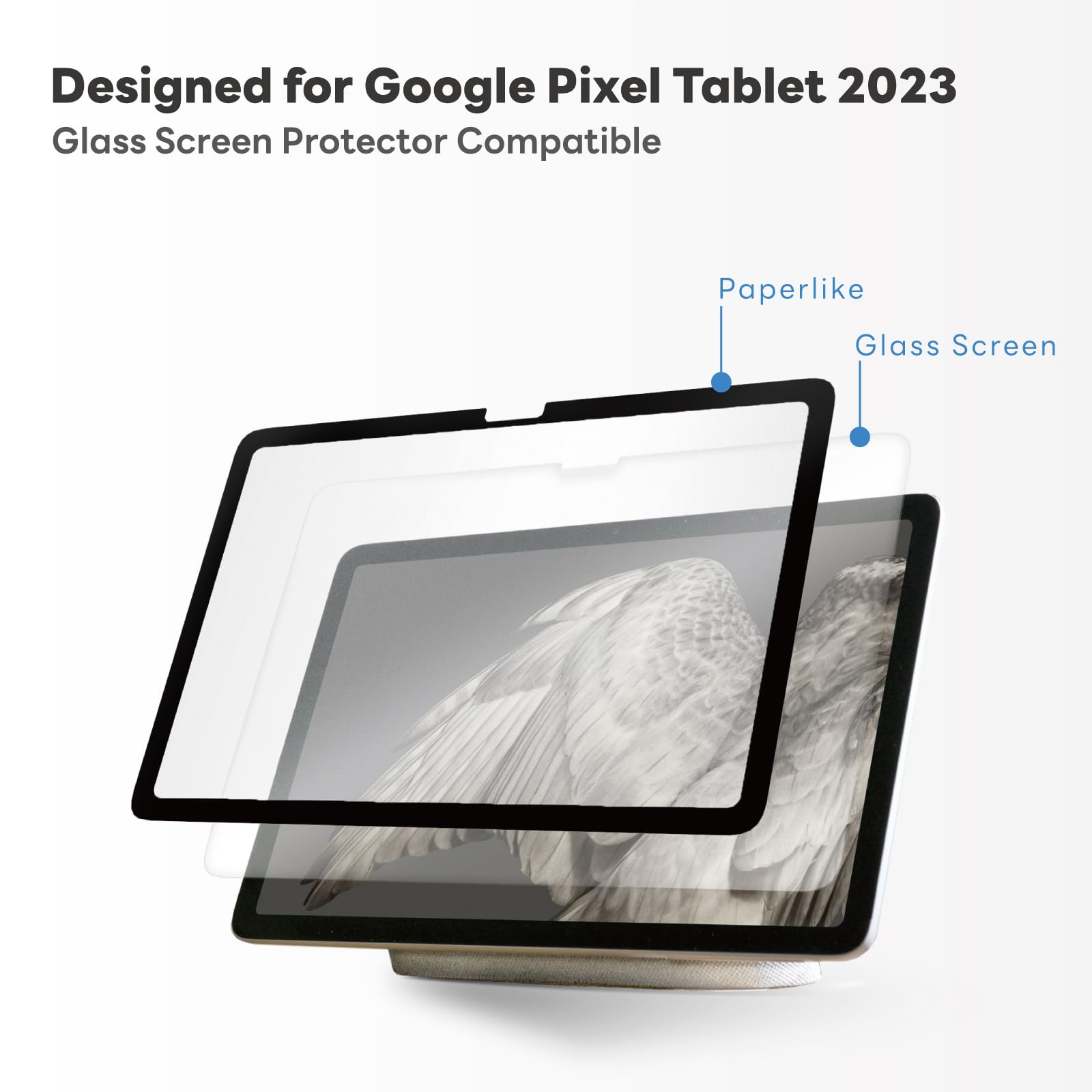 Penoval Detachable Paperfeel Screen Protector For Google Pixel Tablet 2023, Reusable Nano Tech, Easy Install & Detach, Anti Glar
