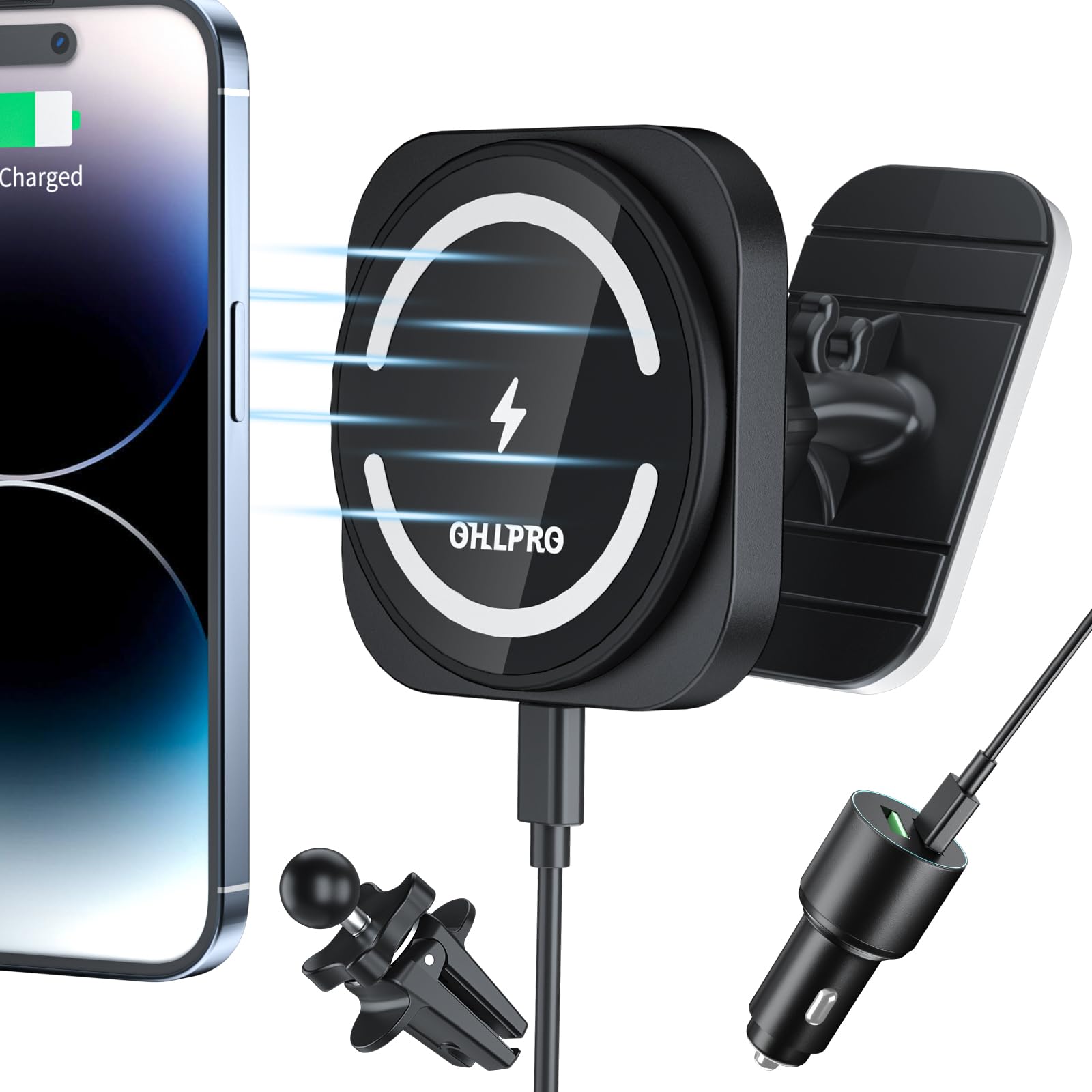 Ohlpro For Magsafe Car Mount, Super Strong Magnetic Wireless Car Charger Compatible With Iphone 16 Pro Max,16/15/14/13/12 Series