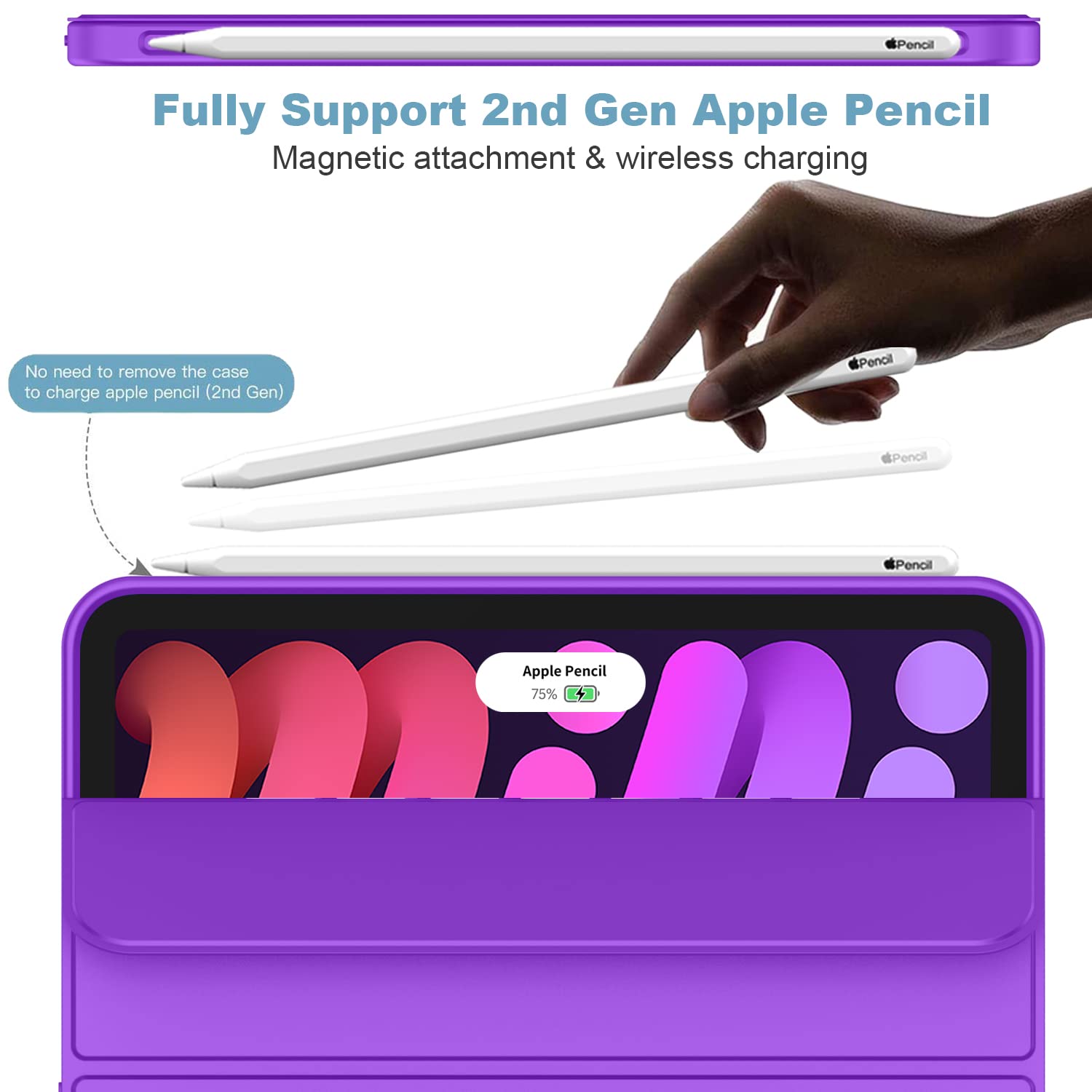 Imieet Ipad Mini 7 Case 2024 (A17 Pro), Ipad Mini 6 Case (8.3 Inch,2021 Model), Ipad Mini 7Th/6Th Generation Case With Pencil Holder, Trifold Stand Smart Case With Soft Tpu Back,Grape Purple