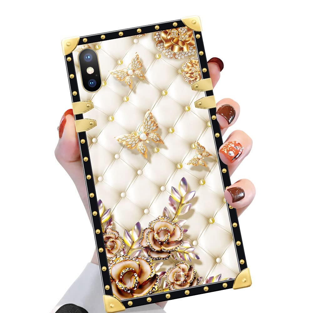 Yuning419 Case Compatible With Iphone Xr,1 Diamond Butterfly Xr Case For Girls Womens,Luxury Square Soft Tpu Shockproof Protecti