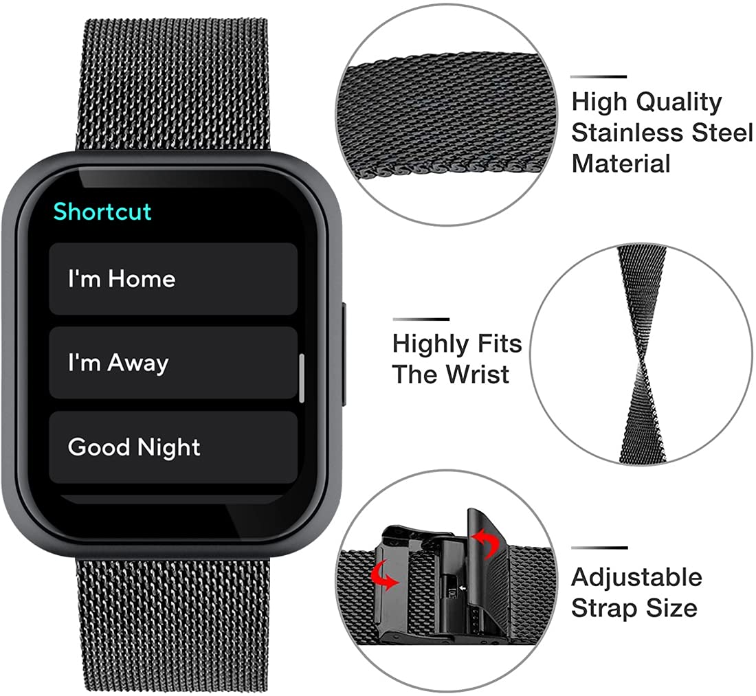 Qunions Bands Compatible With Wyze Watch 47/44Mm For Women Men, Breathable Stainless Steel Metal Mesh Band, Adjustable Replaceme