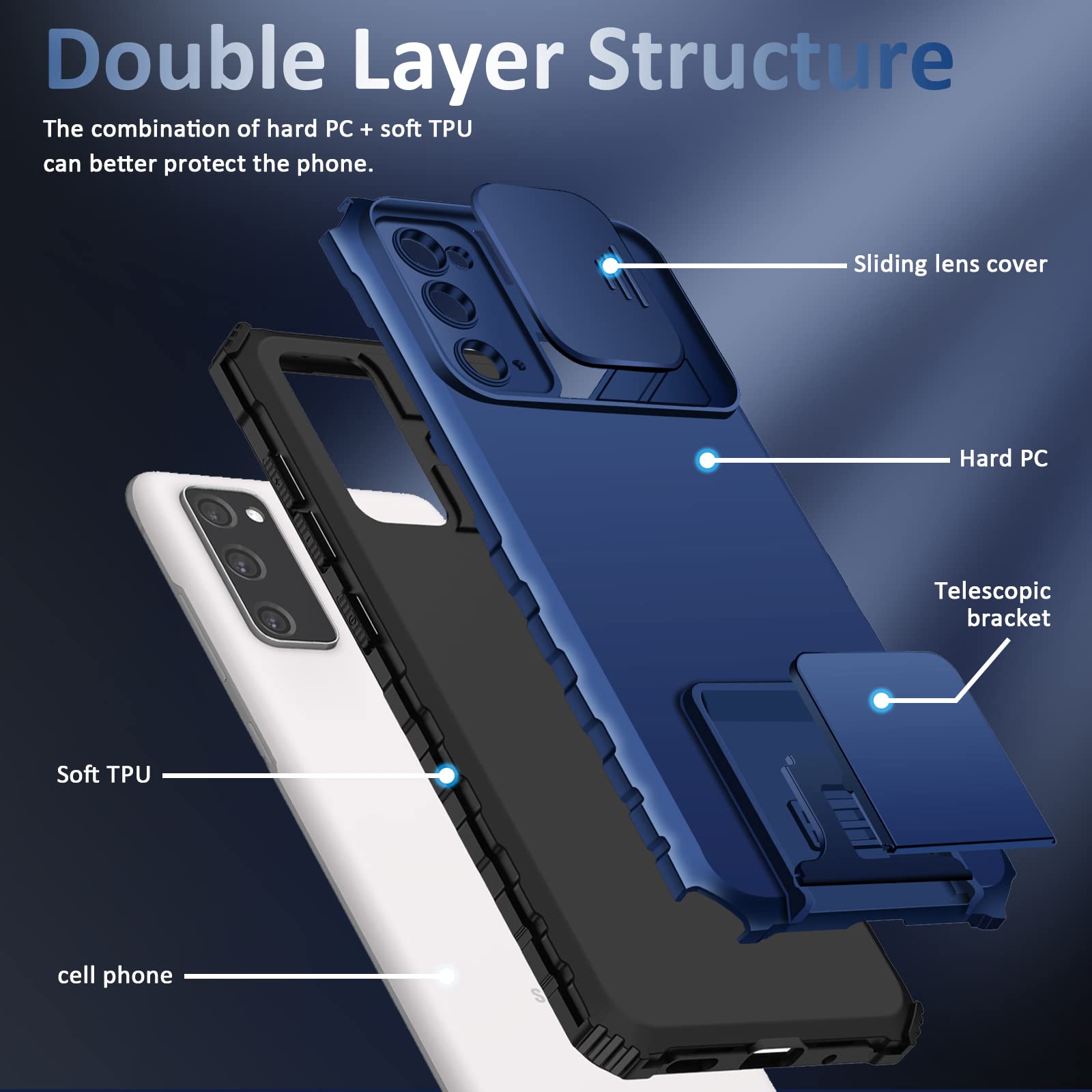 Galaxy S20 Fe Case Compatible With Samsung Galaxy S20 Fe 5G [2020 Version], Slide Camera Cover, Military Grade Shockproof Phone