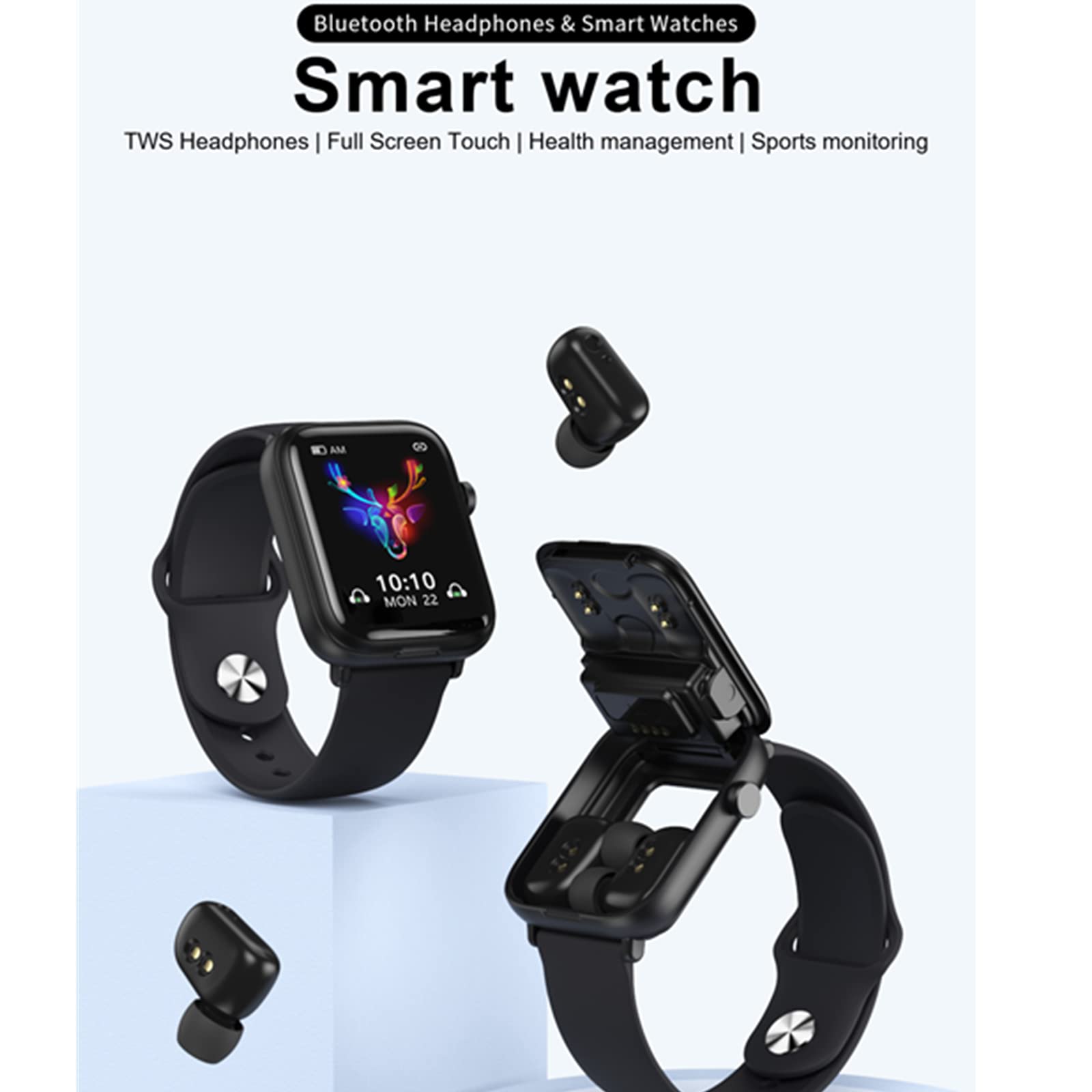 X8 2 In 1 Smart Watch With Earbuds Smartwatch Tws Bluetooth Earphone Health Monitor Sport Watch Fitness Tracker (X8 Black)