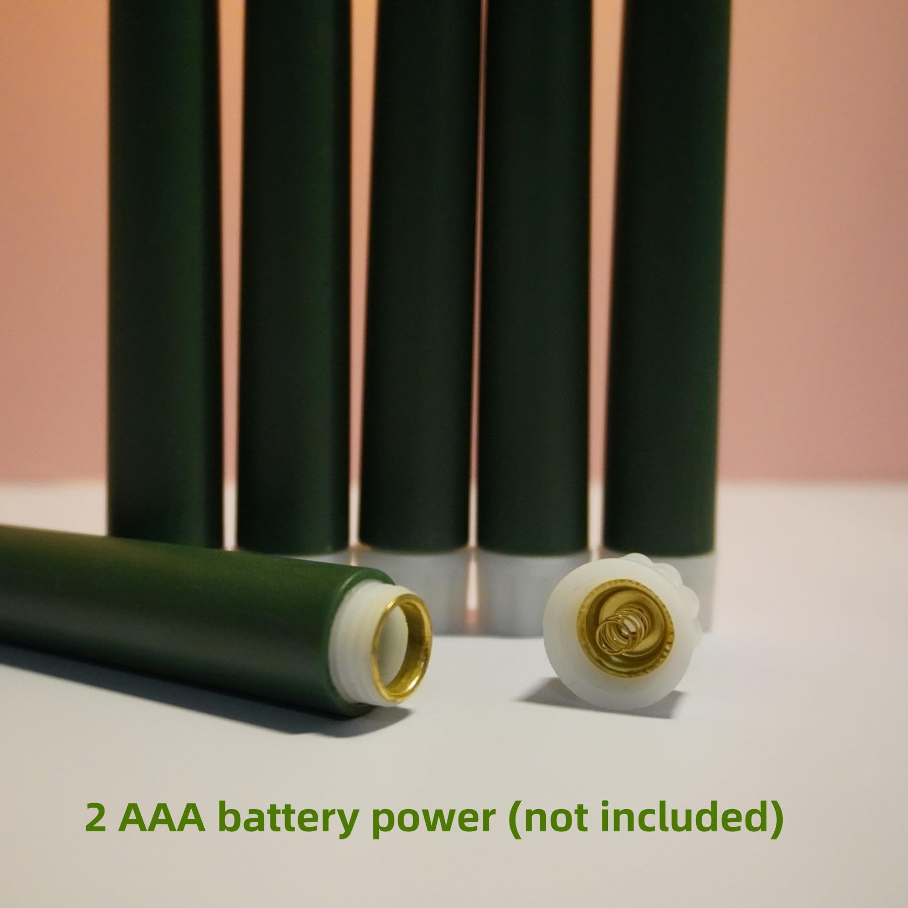 Ni Jasw Green Flameless Taper Candles With Remote Timer, Flickering Battery Led Candlesticks Set Of 12