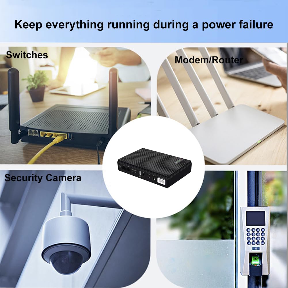 Mini Ups Battery Backup For Routers,Built In 10400Mah Rechargeable Surge Protector With Poe,Output Usb 5V/2A Dc 5V/9V/12V 2A For