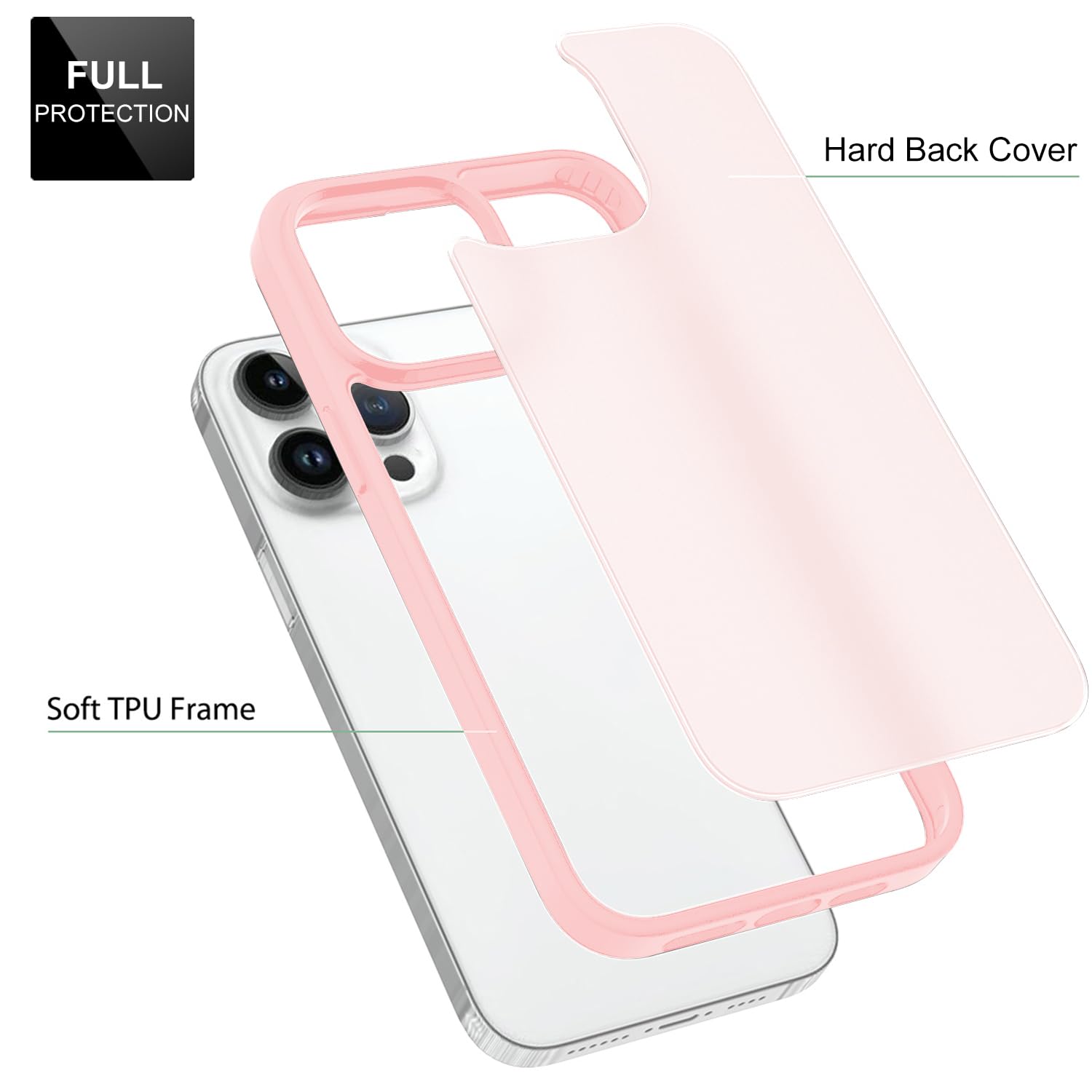 Tenoc Phone Case Compatible With Iphone 13 Pro Max, Pink Case Translucent Protective Bumper Matte Hard Back Cover For 6.7 Inch