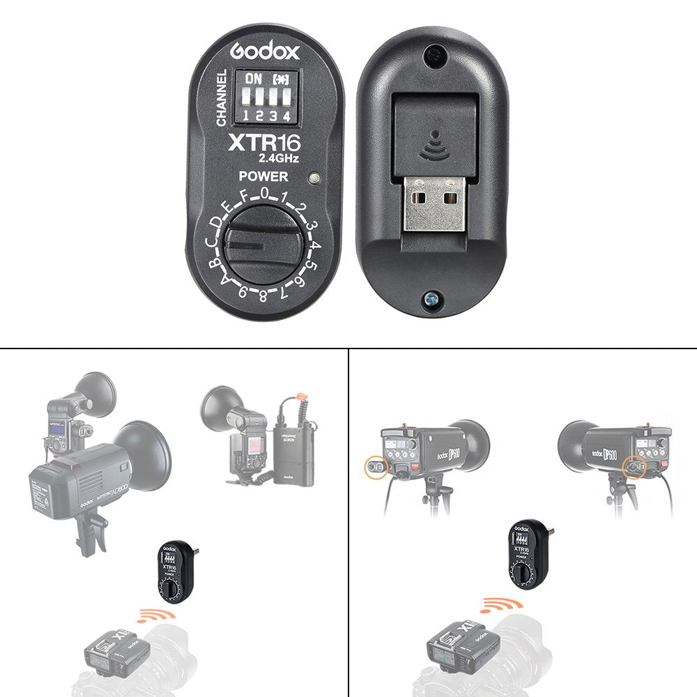Godox Xtr 16 2.4G Wireless X System Remote Control Flash Receiver For X1C X1N Xt 16 Transmitter Trigger Wistro Ad360/De/Qt/Dp/Qs
