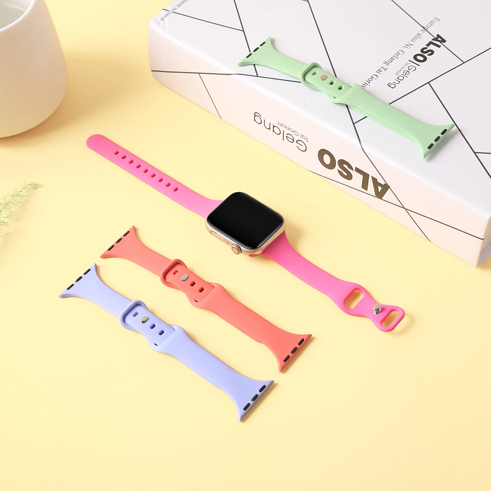 Tsaagan 5 Pack Silicone Slim Bands Compatible With Apple Watch Band 38Mm 42Mm 40Mm 44Mm 41Mm 45Mm 49Mm, Soft Narrow Sport Strap