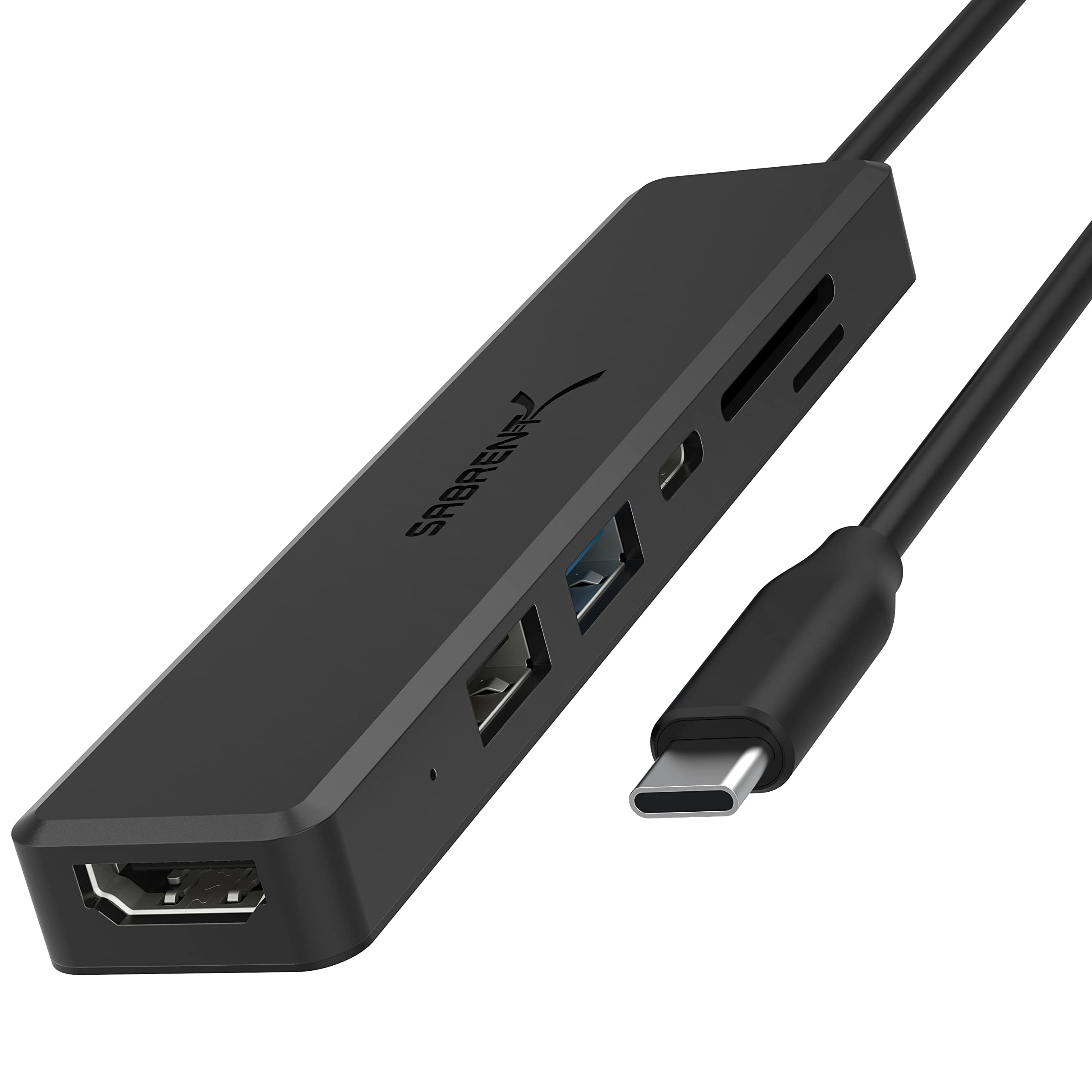 SABRENT Multi-Port USB Type-C Hub with 4K HDMI | Power Delivery (60 Watts) | 1 USB 3.0 Port | 1 USB 2.0 Port | SD/microSD Card R