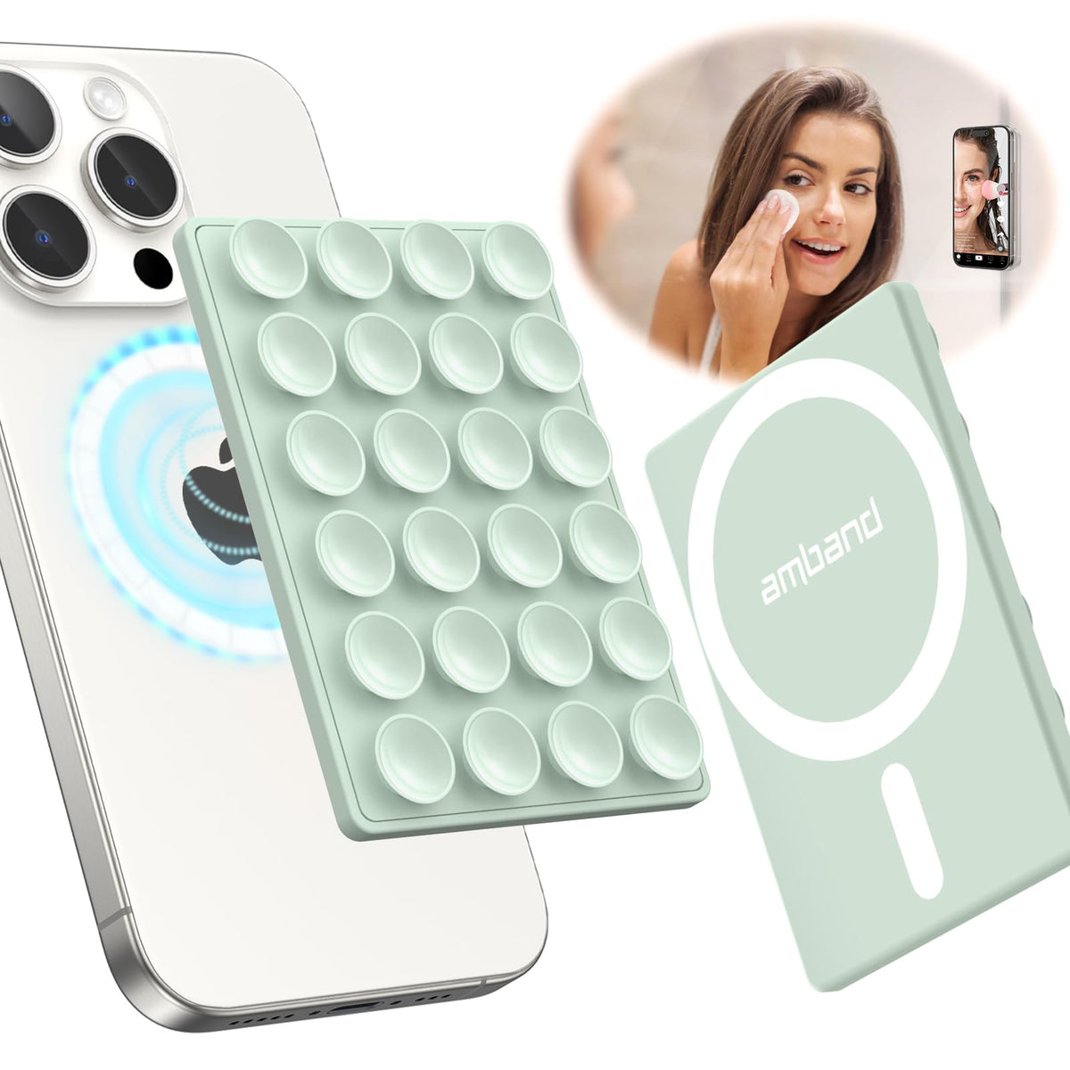 Amband Airplane Travel Essential Cell Phone Holder For Women Men, Magnetic Suction Mount Plane Seat Back Screen Mag Sticky Safe 