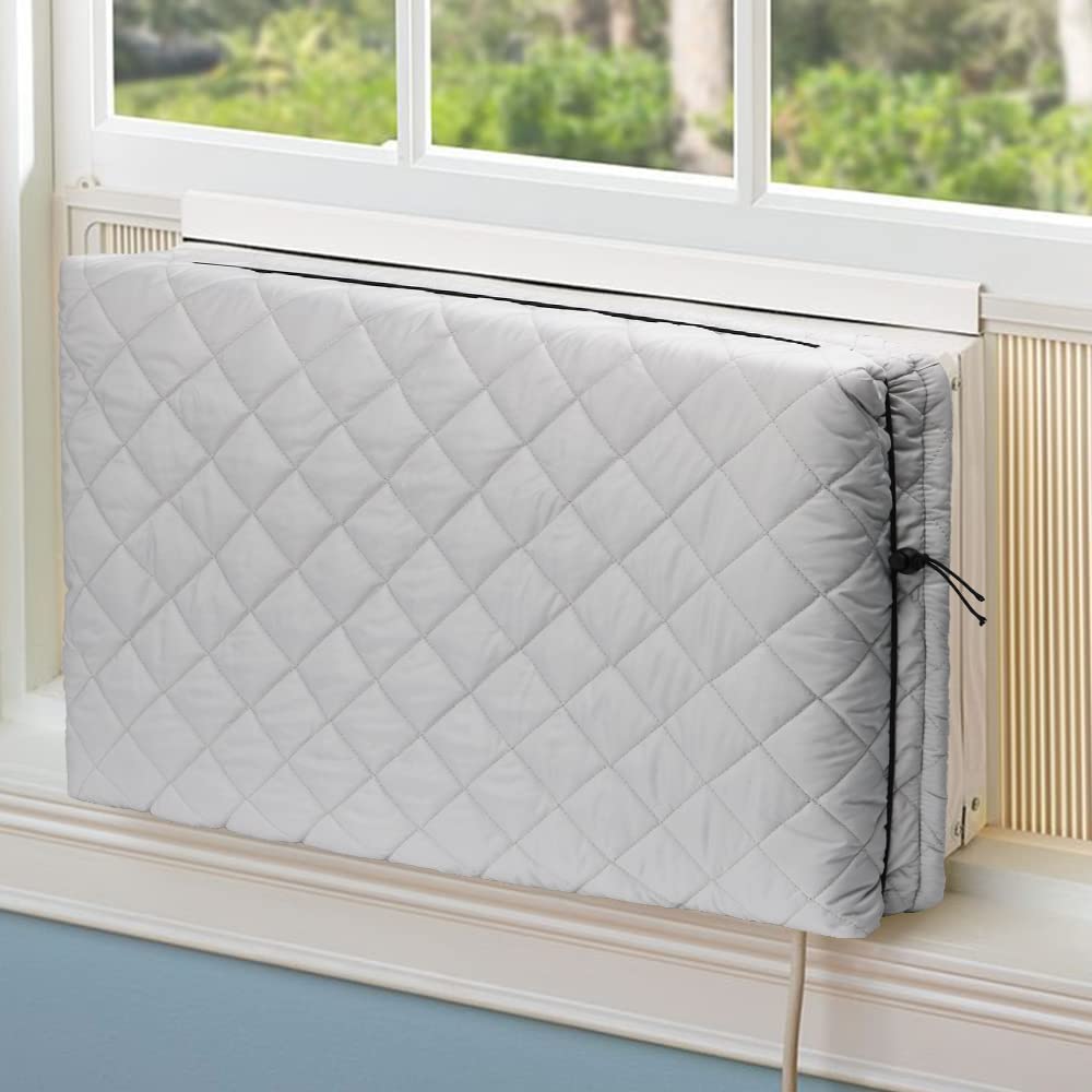 Bewave Indoor Air Conditioner Cover Window Ac Unit Cover With Drawstring Double Insulation For Inside(21''X15''X3.5'')
