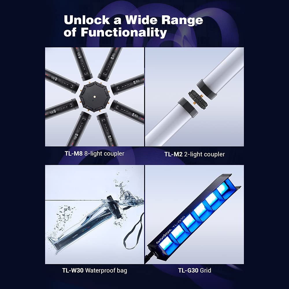 Godox Tl30 Rgb Tube Light Led Light 8W 2700K 6500K Built In Lithium Battery Smartphone App Control (Godox Tl30 K4)