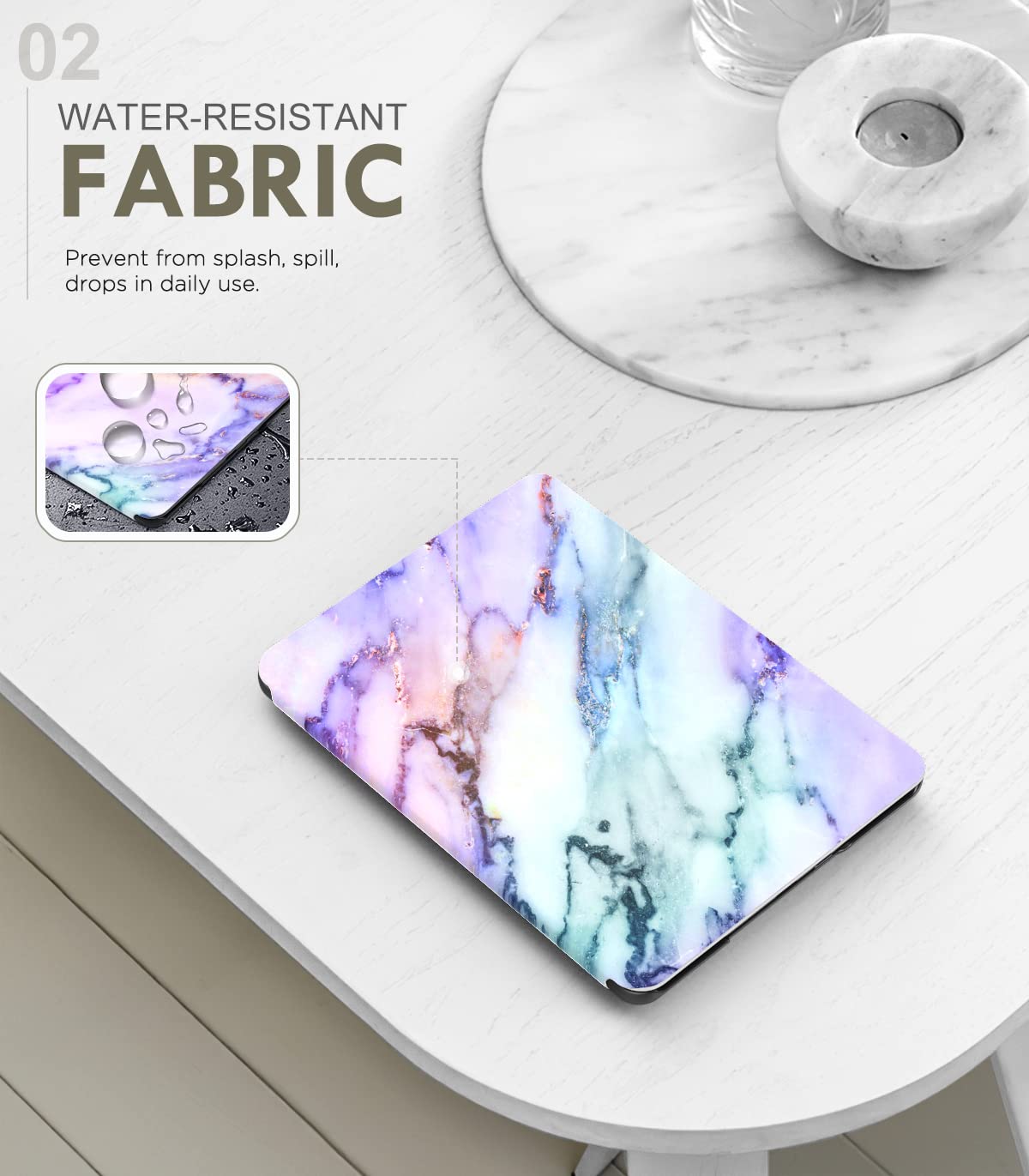 MoKo Case for 6.8' Kindle Paperwhite (11th Generation 2021) and Kindle Paperwhite Signature Edition, Light Shell Cover with Auto Wake/Sleep for Kindle Paperwhite 2021 E Reader, Purple Marble