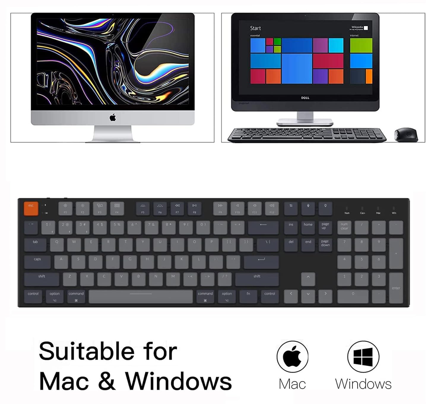 Keychron K5 Se Ultra Slim Bluetooth Mechanical Keyboard, 104 Keys, White Backlight, Low Profile Gateron Red Switch, Mac/Windows Compatible