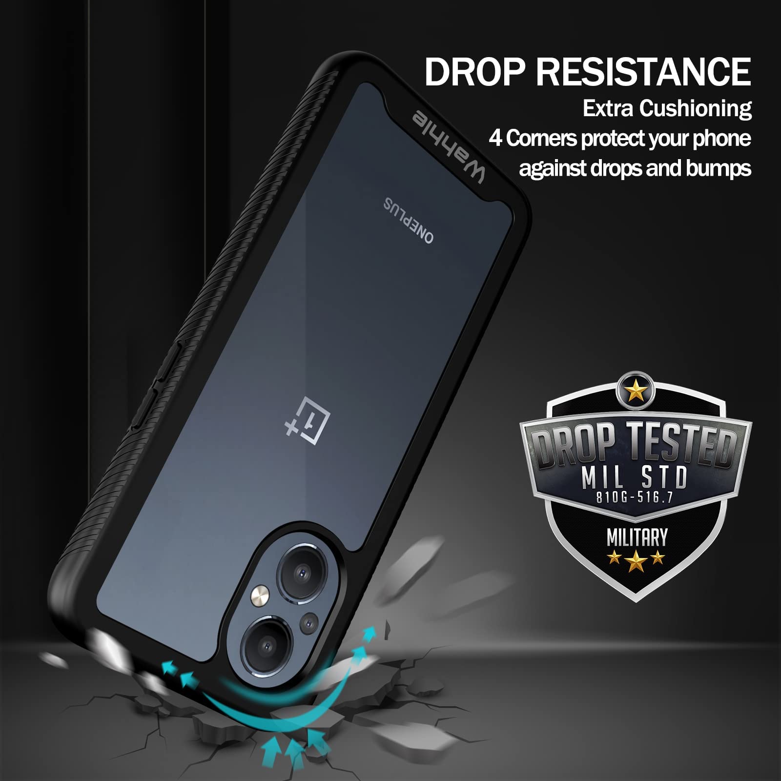 Wahhle Oneplus Nord N20 5G Case, Built In Screen Protector Full Body Shockproof Slim Fit Bumper Protective Phone Cover For 1+ No