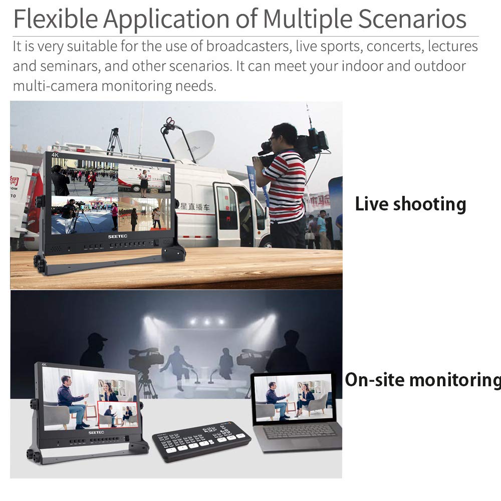 Seetec Atem156 15.6'' 4 Hdmi Input Output Quad Split Display For Atem Mini Video Switcher Live Streaming Broadcast Director Moni