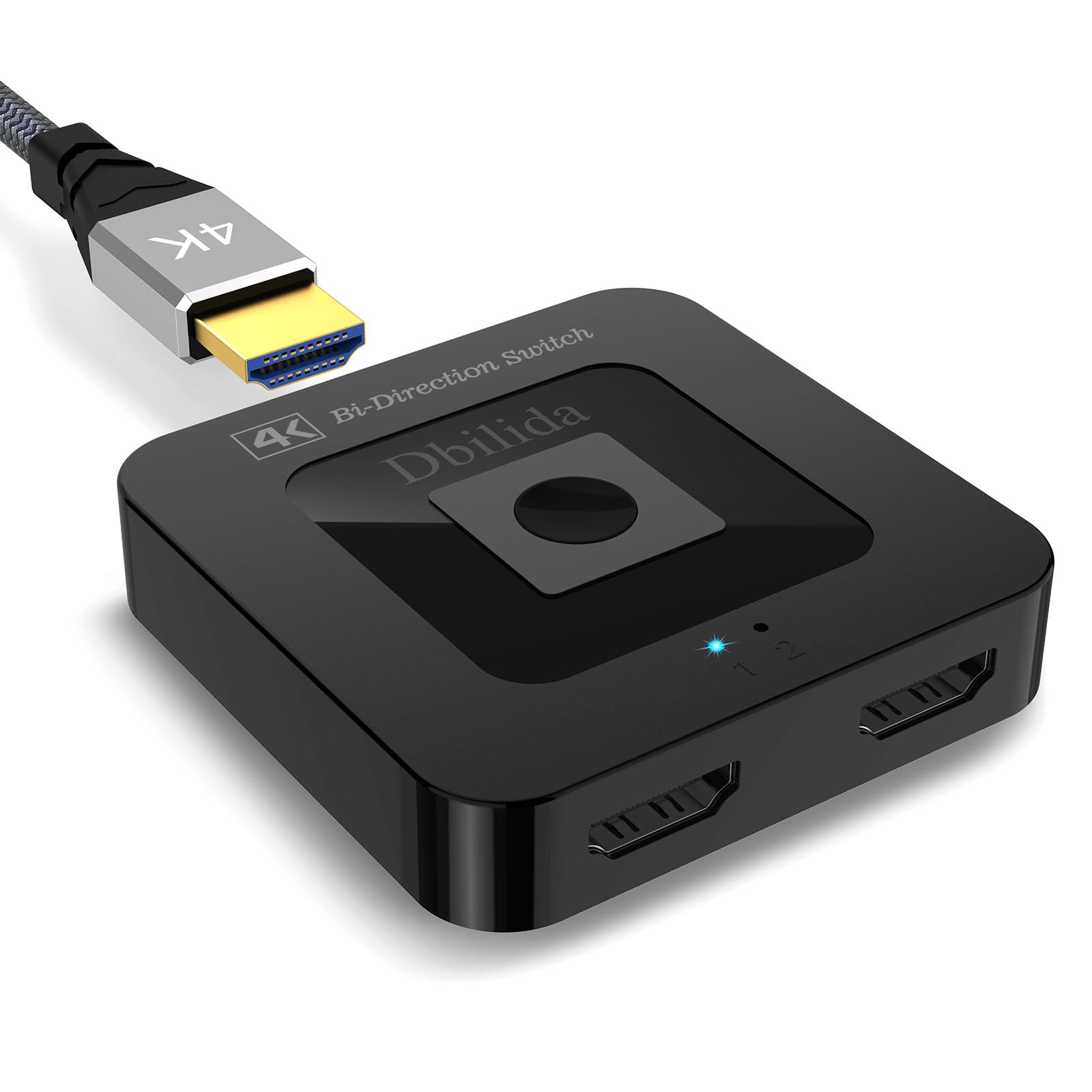 Dbilida Hdmi Switch Splitter 4K@60Hz, Bi Directional Hdmi 2.0 Switcher 2 In 1 Out, Hdmi Splitter 1 In 2 Out Support 4K 3D Hdr For Xbox Ps5/4/3 Blu Ray Player Fire Stick Roku