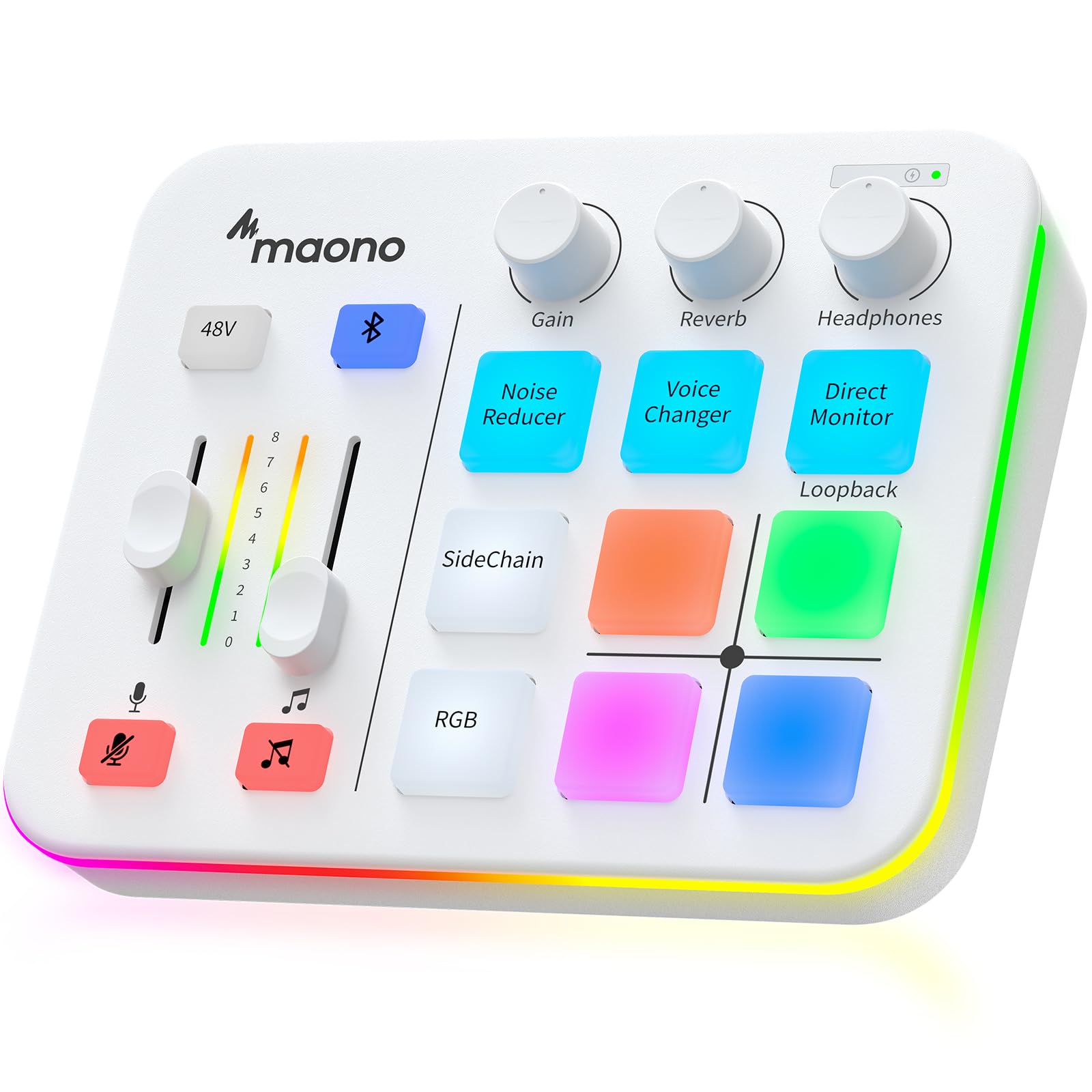 Maono Gaming Audio Mixer, Audio Interface With Pro Preamp, Rgb, Bluetooth, 48V Phantom Power For Live Streaming, Podcasting, Con