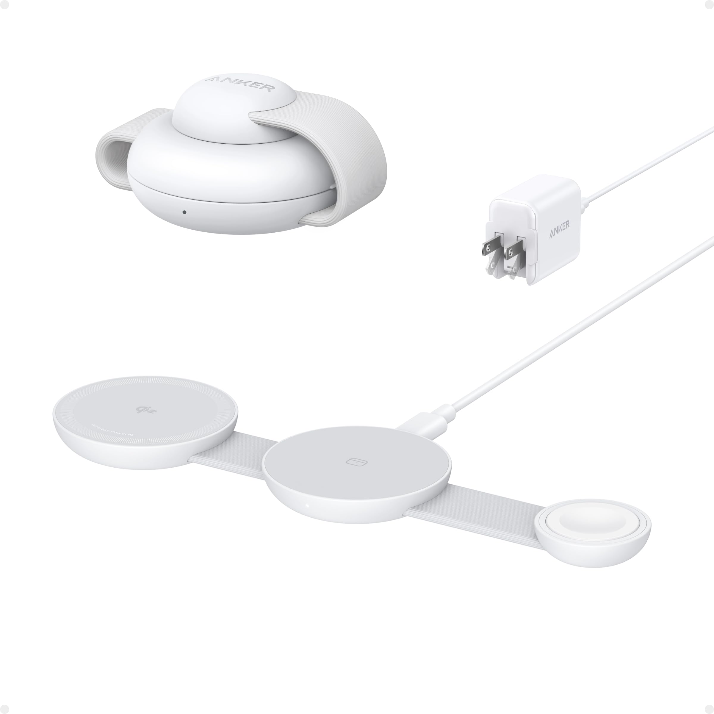 Anker Magsafe Compatible Maggo Ufo 3 In 1 Charger, Iphone 16 Wireless Charger Station, Qi2 Certified 15W, Foldable Travel Chargi