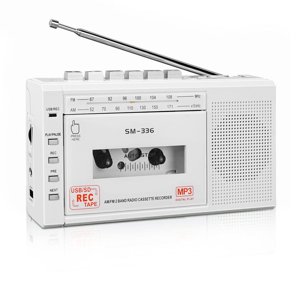Semier Portable Cassette Player Recorder, Cassette To Mp3 Digital Converter Via Usb Or Micro Sd Card, Powered By Ac Or 4 Aa Batt