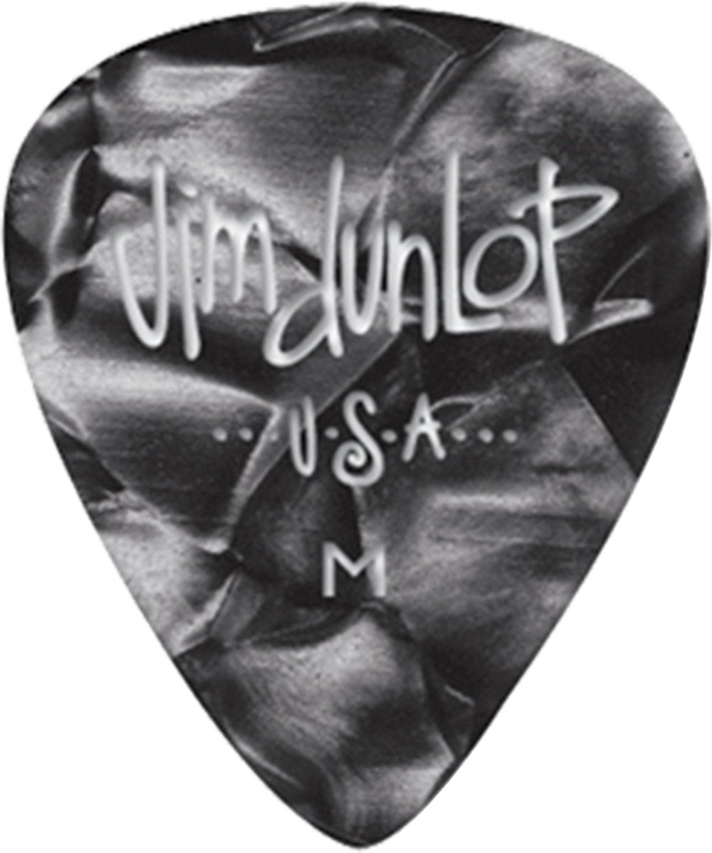 Jim Dunlop Genuine Celluloid Thin Black Pearloid Guitar Picks - 12 Pack