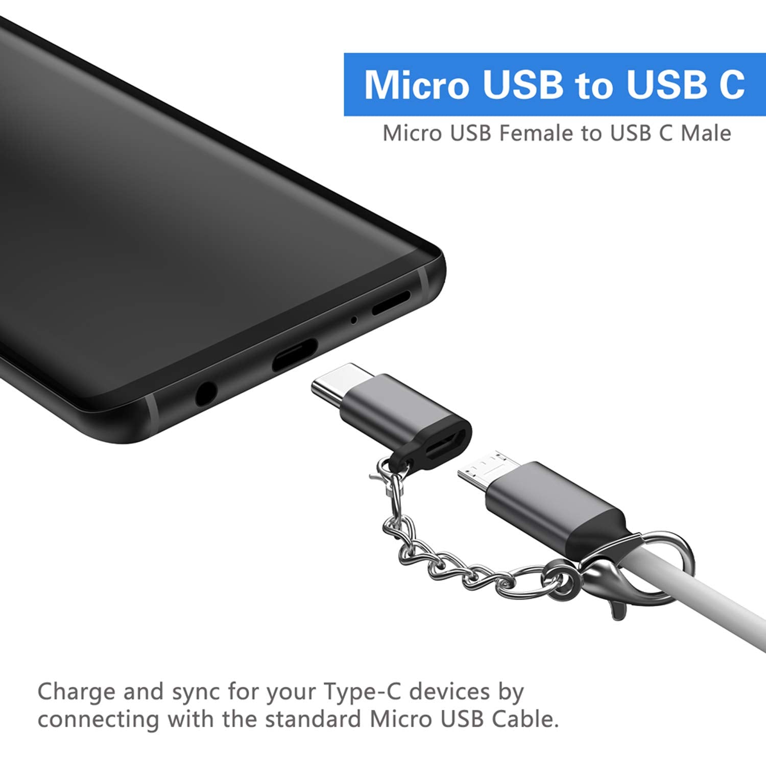 Micro Usb To Usb C Adapter,(8-Packs) Aluminum Type C Adapter Convert Connector With Keychain Charger Compatible Samsung Galaxy S