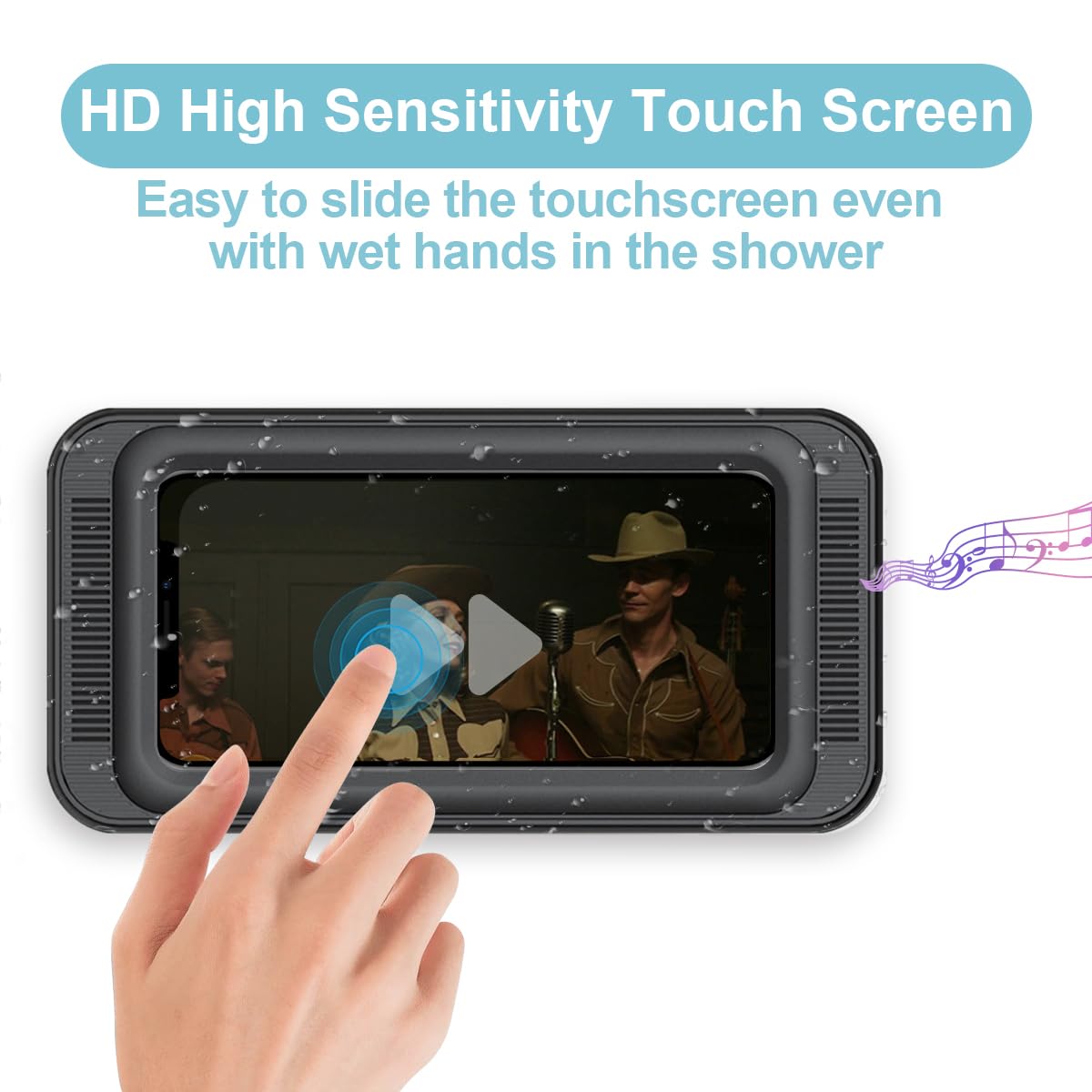 Waterproof Shower Phone Holder With 480 Rotation, Anti Fog High Sensitivity Phone Case Mount Box For Bathroom Wall, Mirror, Bath