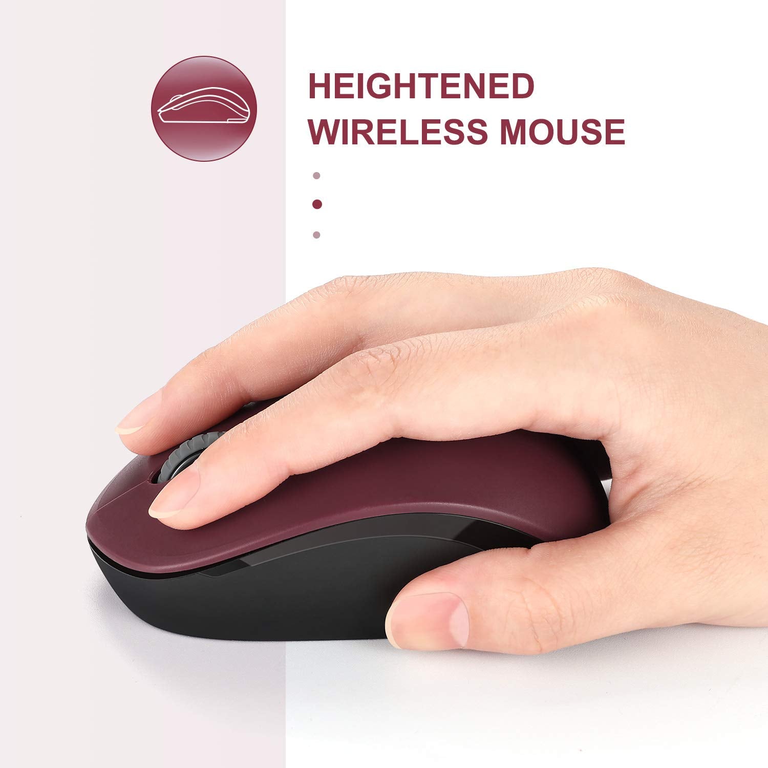 Seenda Wireless Mouse, 2.4G Noiseless Mouse With Usb Receiver Portable Computer Mice For Pc, Tablet, Laptop   Red&Black