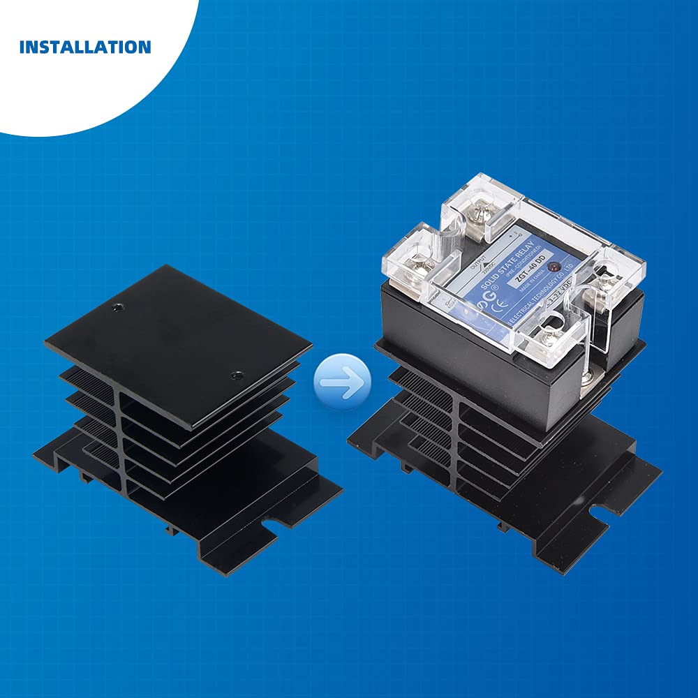 Cgele 1Pcs Aluminum Heat Sink Ssr Black Radiator Dissipation For Single Phase Solid State Relay 10A,25A,40A