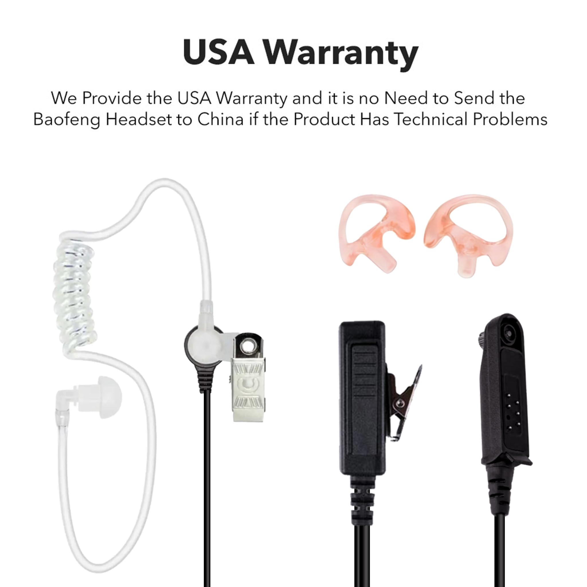Mirkit Earpiece Headset, Covert Acoustic Tube Radio Earpiece With Mic For Two Way Radios With Reinforced Cable, Compatible With: Baofeng Uv 9R Plus, Bf 9700, A 58, Uv Xr, Uv 5S, Gt 3 Wp