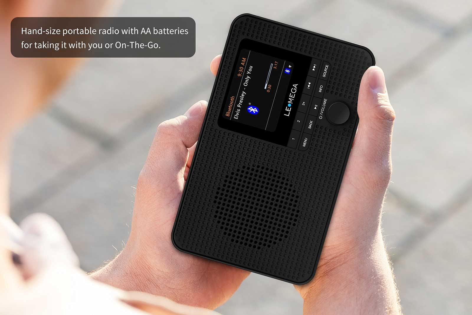 Lemega Ir1 Portable Wifi Internet Radio,Fm Digital Radio,Bluetooth Speaker,Dual Alarms Clock,Sleep Snooze Timer,40 Presets, Headphone Output,Colour Display,Batteries Or Mains Powered � Black Finish
