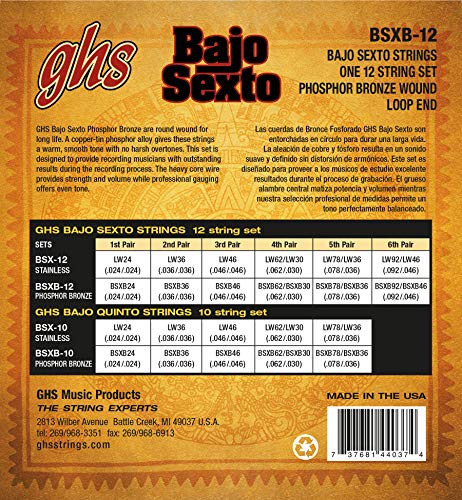 Ghs Strings Bsxb 12 Ghs Phosphor Bronze Bajo Sexto   Phosphor Bronze Bajo Sexto   12 String Set