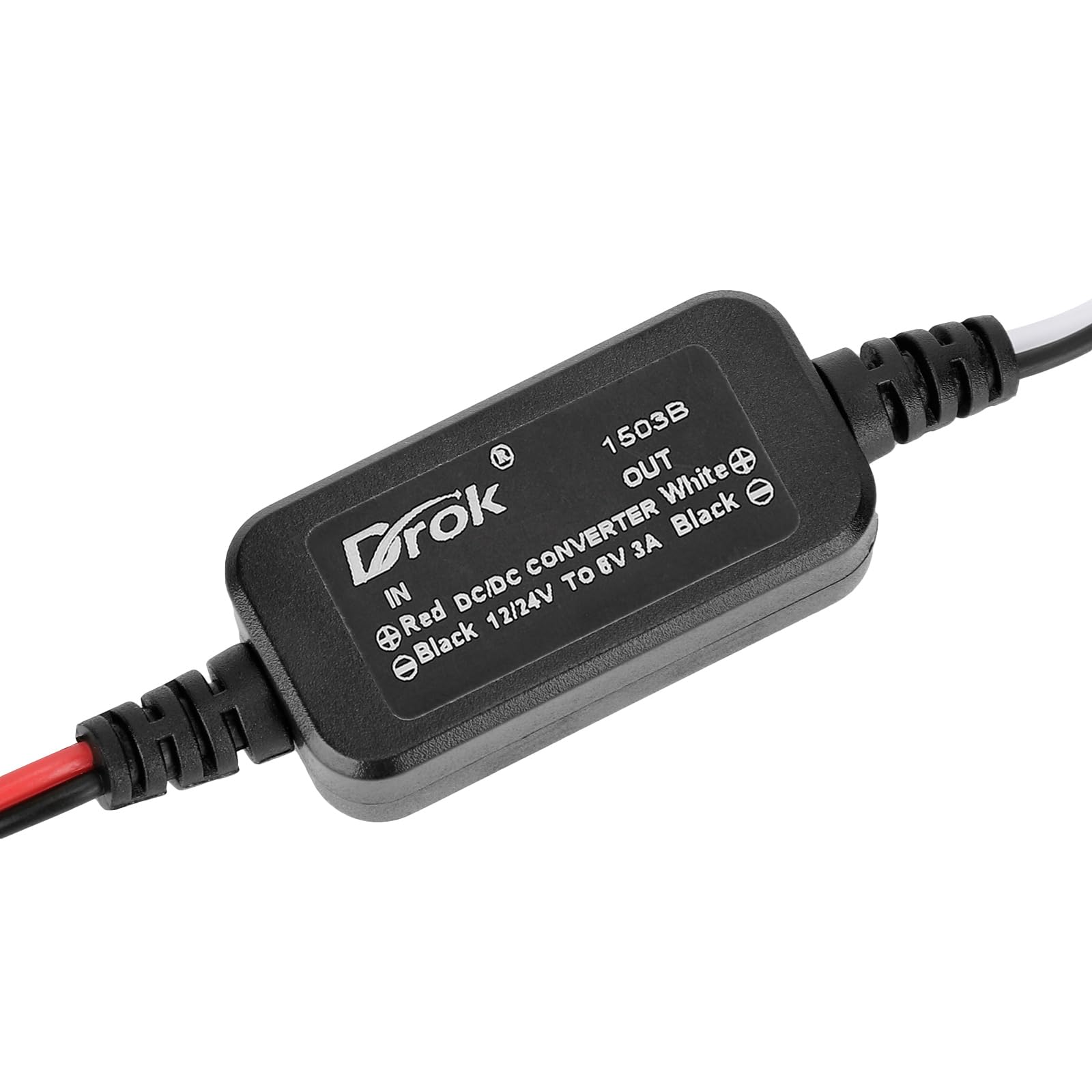DROK 12V to 6V Step Down Converter, DC 11-32V to 6V 3A Buck Converter, 24V 12V DC Power Supply Voltage Regulator for Vehicle Car