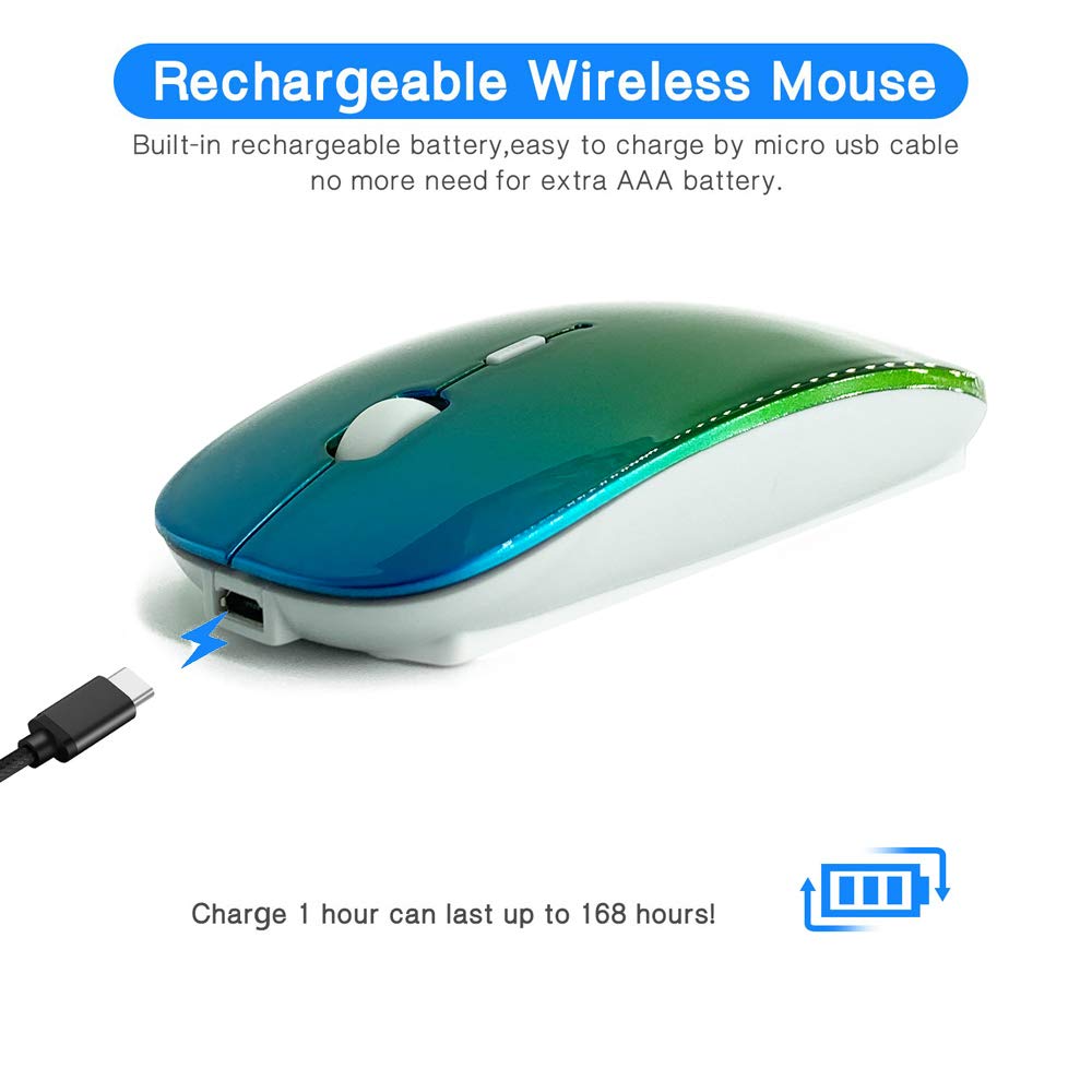 Klo Bluetooth Mouse For Macbook/Macbook Air/Pro/Ipad, Wireless Mouse For Laptop/Notebook/Pc/Ipad/Chromebook (Bt/A Green Blue)