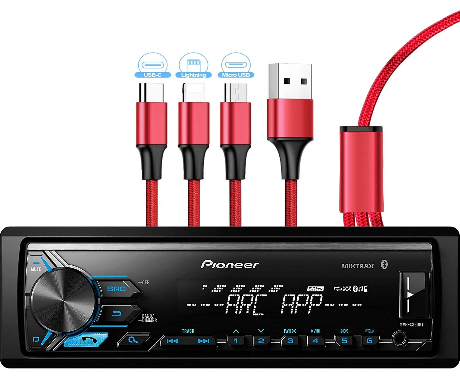 Pioneer MVH-X390BT Digital Media Receiver with Pioneer ARC app, MIXTRAX, Built-in Bluetooth and USB Direct Control for iPod/iPho