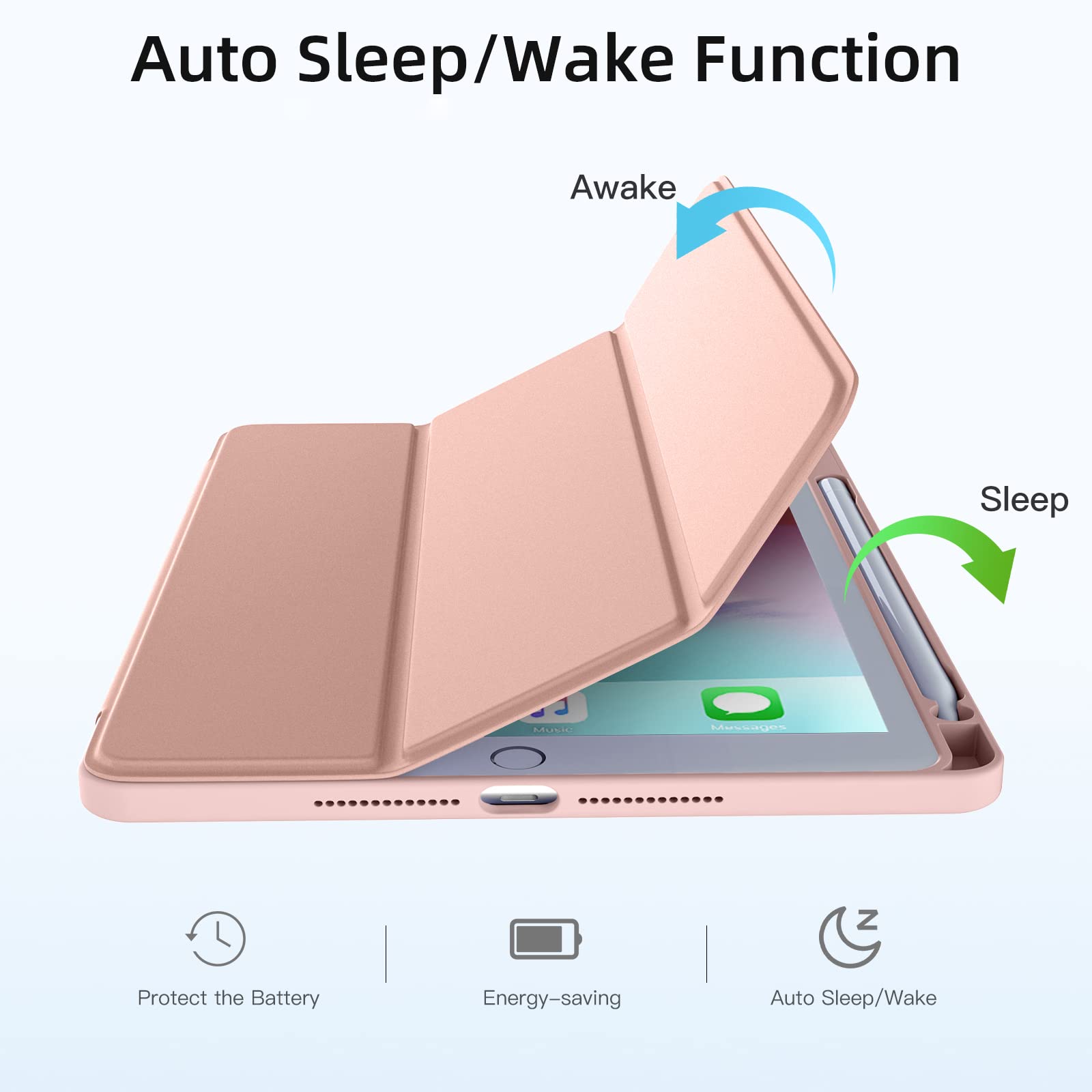 Wenlaty Case Compatible With Ipad 9Th /8Th /7Th Generation Case(2021/2020/2019), Full Body Protective With Pencil Holder, Clear