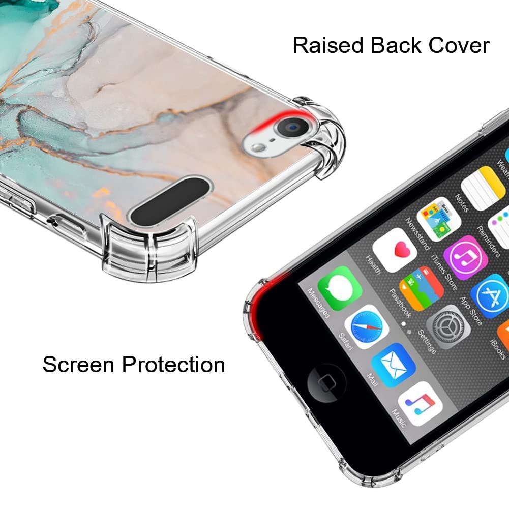 Kanghar Ipod Touch 7/6/5 Case, Marble Pattern With Screen Protector,Kickstand Ring Holder Soft Tpu Bumper Shockproof Cover For I