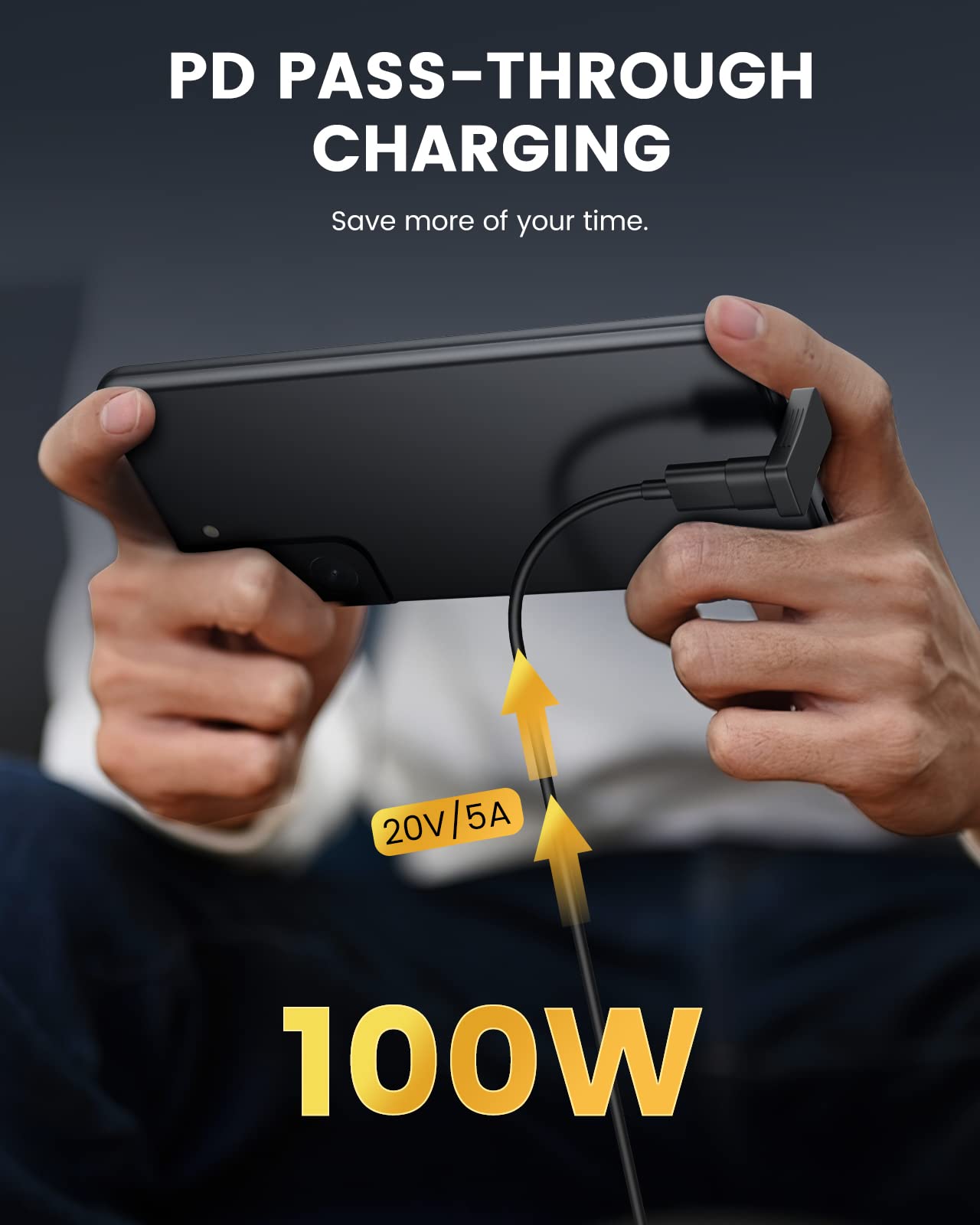 Moko 180 Degree U Shape USB C Male to USB C Female Adapter 2 Pack, With PD 100W/10 Gbps, USB C 180 Extender for Steam Deck/Switch/Laptop/Tablet/Phone