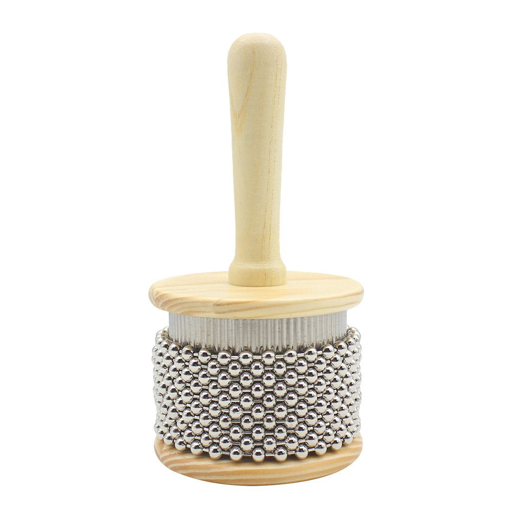 Mowind Wooden Cabasa Hand Shaker Percussion Instrument With Metal Beads For Classroom Band 3.4'' Size