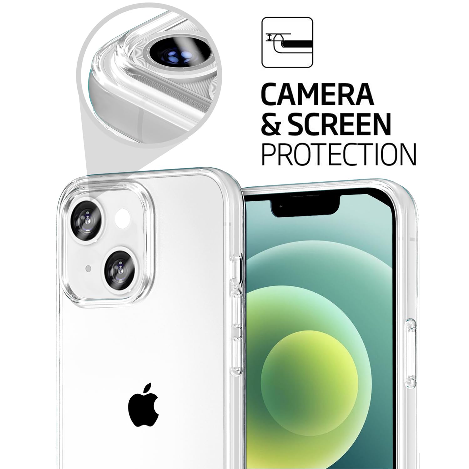 Tenoc Phone Case Compatible With Iphone 12 Mini, Clear Case Shockproof Protective Bumper Slim Cover For 5.4 Inch