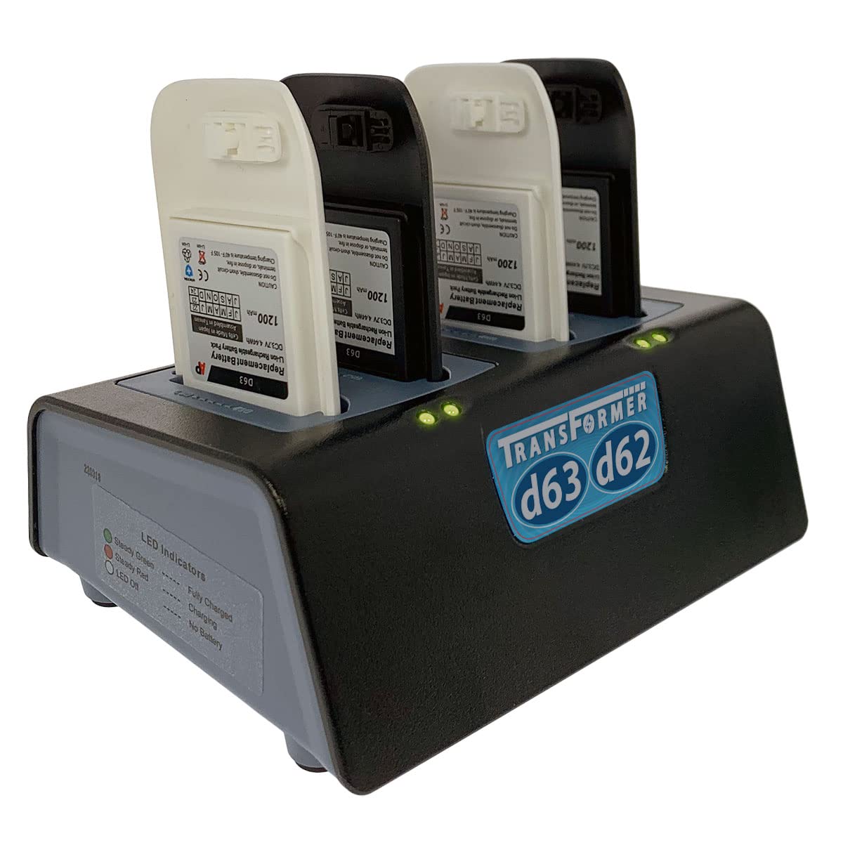 Transformer 4Bay Battery Charger for Ascom d63 and i63 Batteries. Also fit d62/i62 Models! Power Supply Included