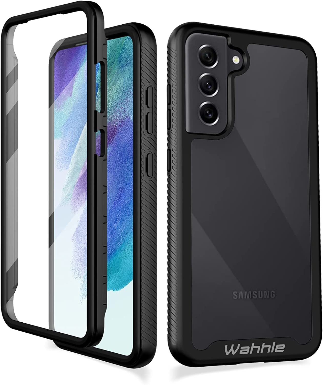 Wahhle Compatible With Samsung S21 Fe 5G Case, Built In Screen Protector Full Body Shockproof Slim Fit Bumper Protective Phone C
