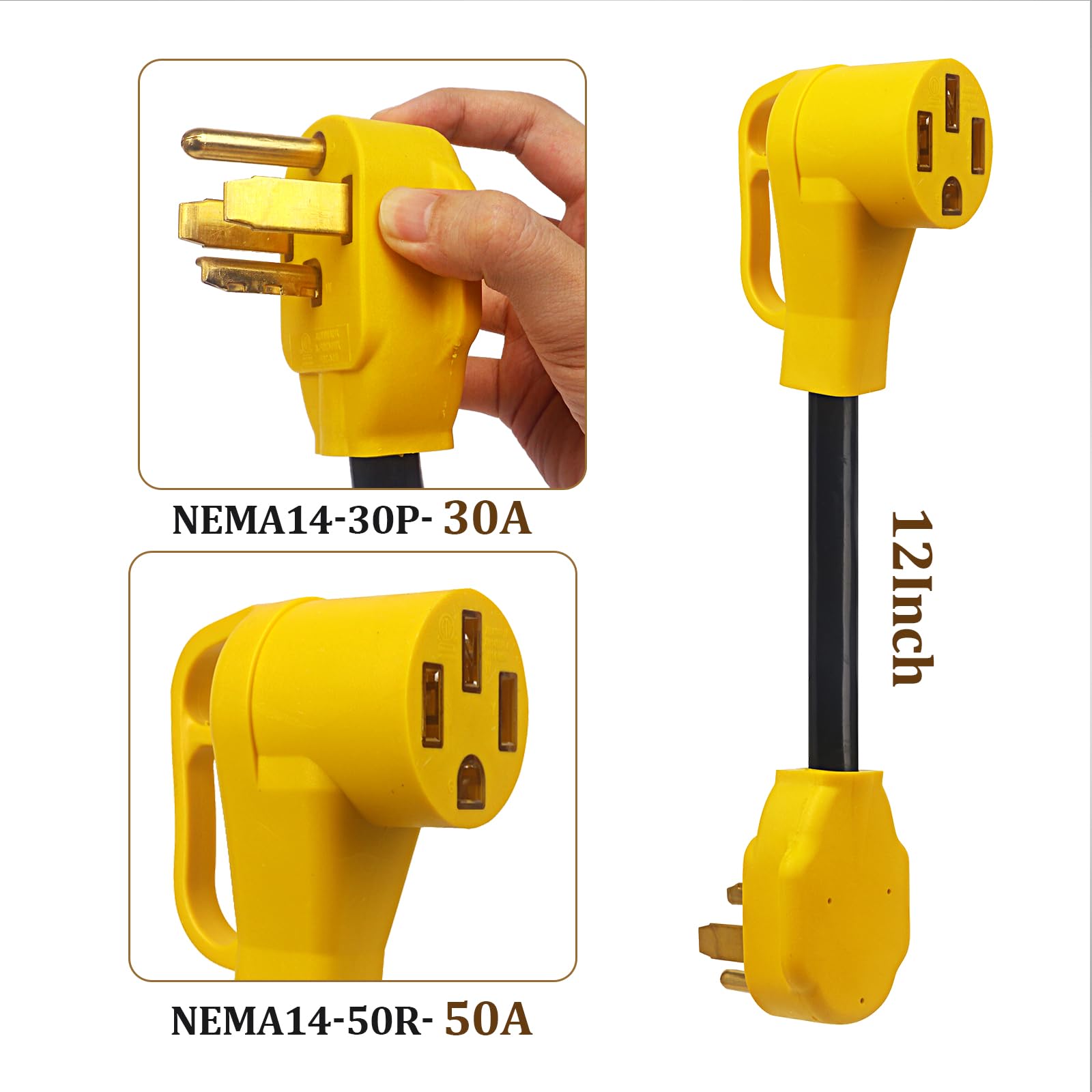 Nema 14 30P To 14 50R Ev Charger Adapter Cord, 30 Amp Dryer To 50 Amp Ev/Rv Conversion Adapter For Leave 2 Charging, Compatible