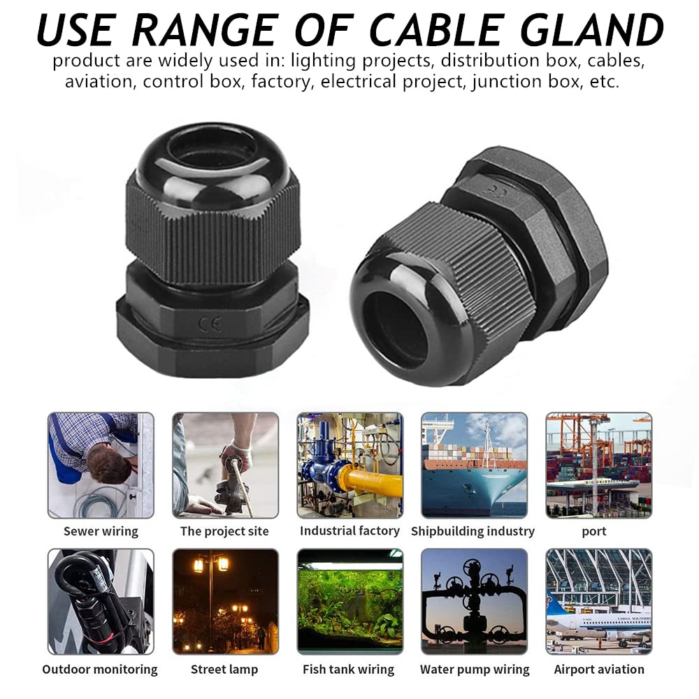 Penglin Cable Glands 1 1/4'' Npt Nylon Cable Connector, Strain Relief Cord Connector, Ip68 Waterproof Adjustable Locknut (1 1/4