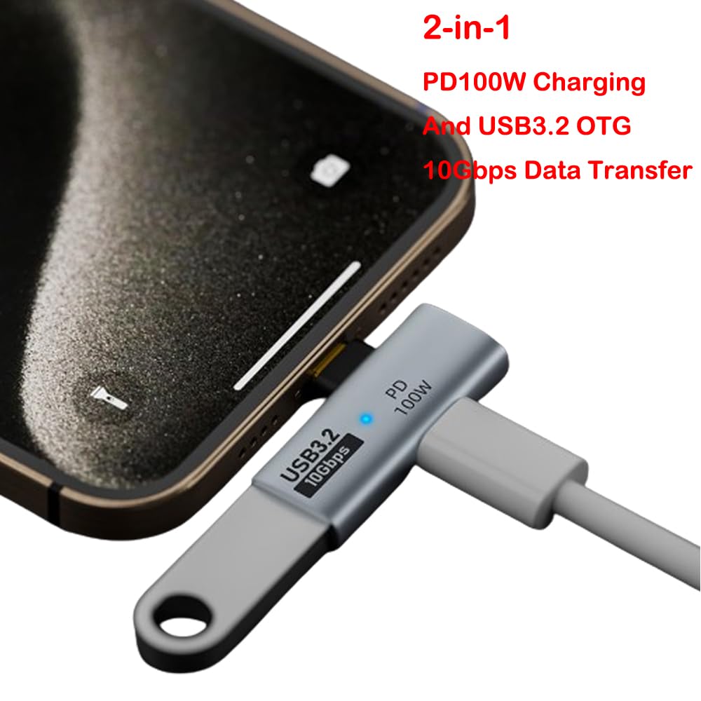 Poihiom 2 In 1 Usb C To Usb 3.2 Otg Splitter Adapter With 100W Charging Port, Thunderbolt 4/3 Otg Converter For Meta Quest 2, Ip