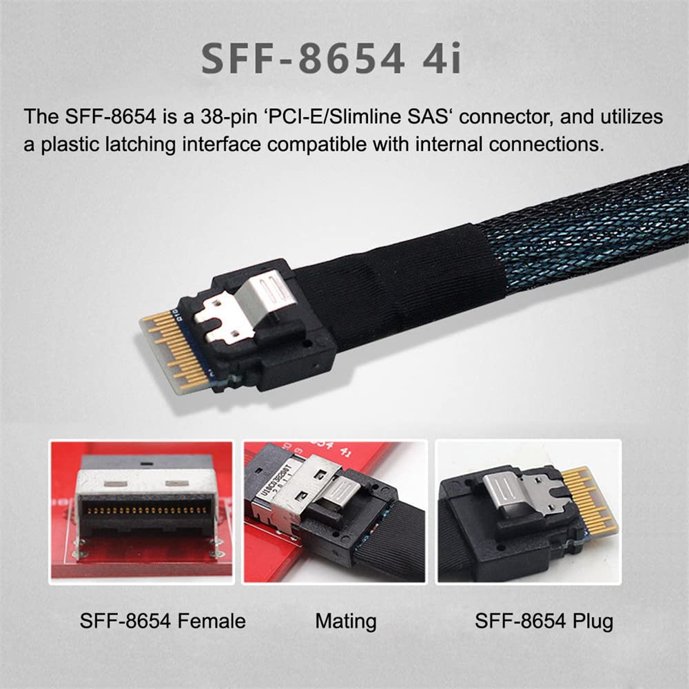 Cablecc 50Cm Oculink PCIe to Dual SFF-8654 Cable - Thumbnail 2